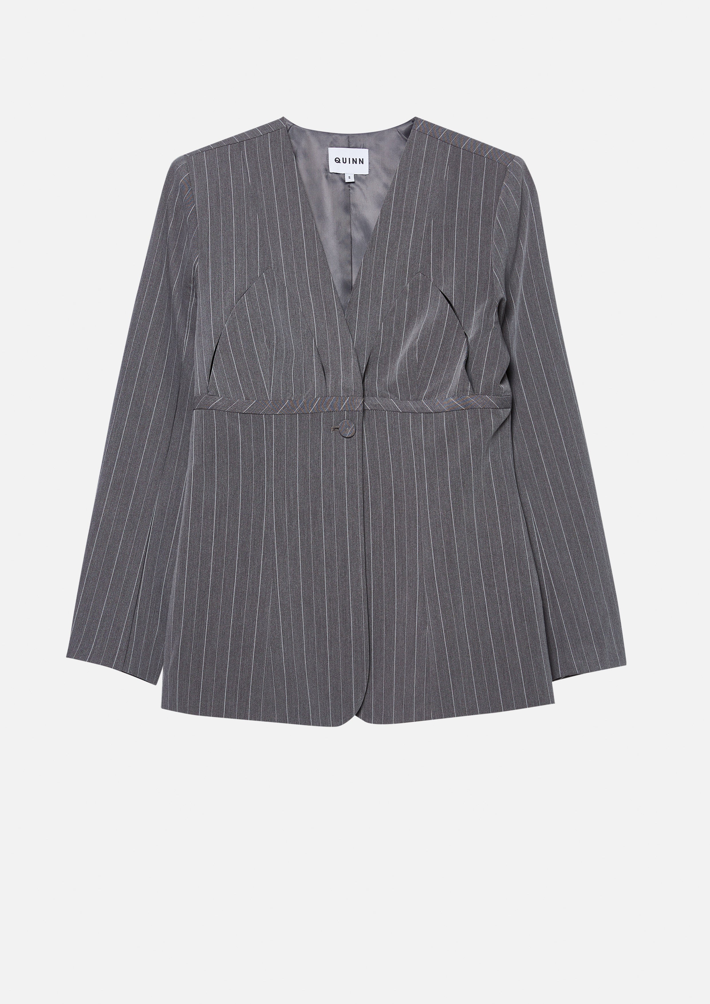 V-Neckline Striped Blazer