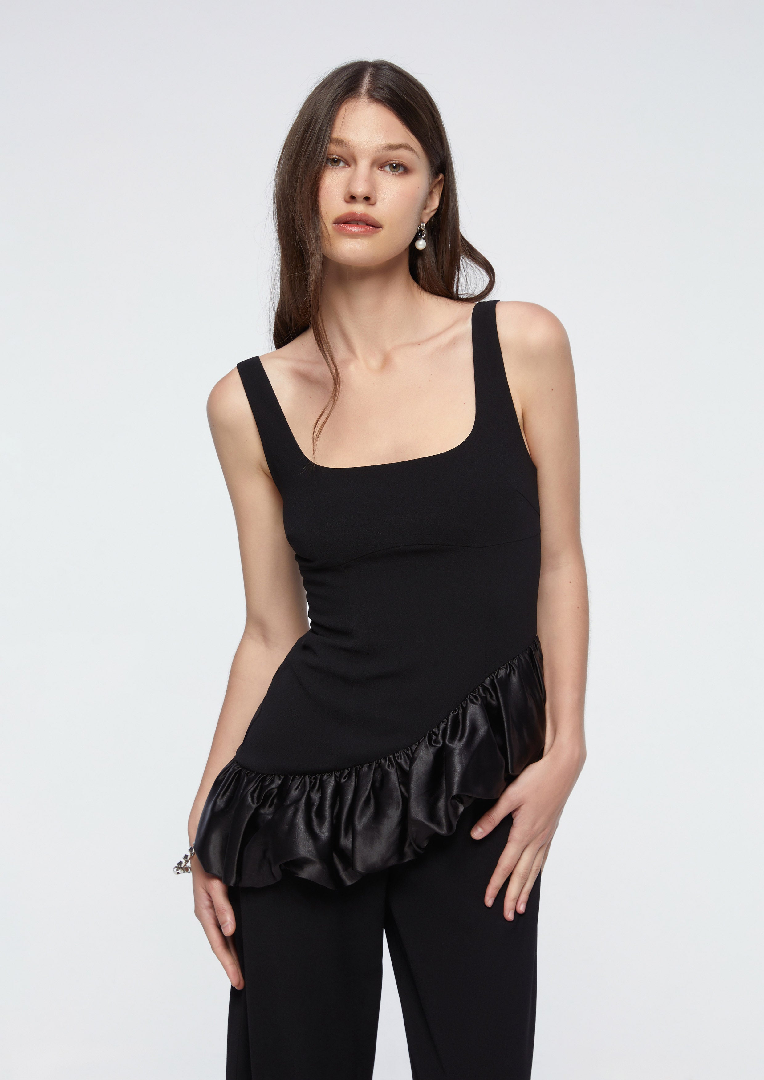 Strap Ruffle Trim Jumpsuit