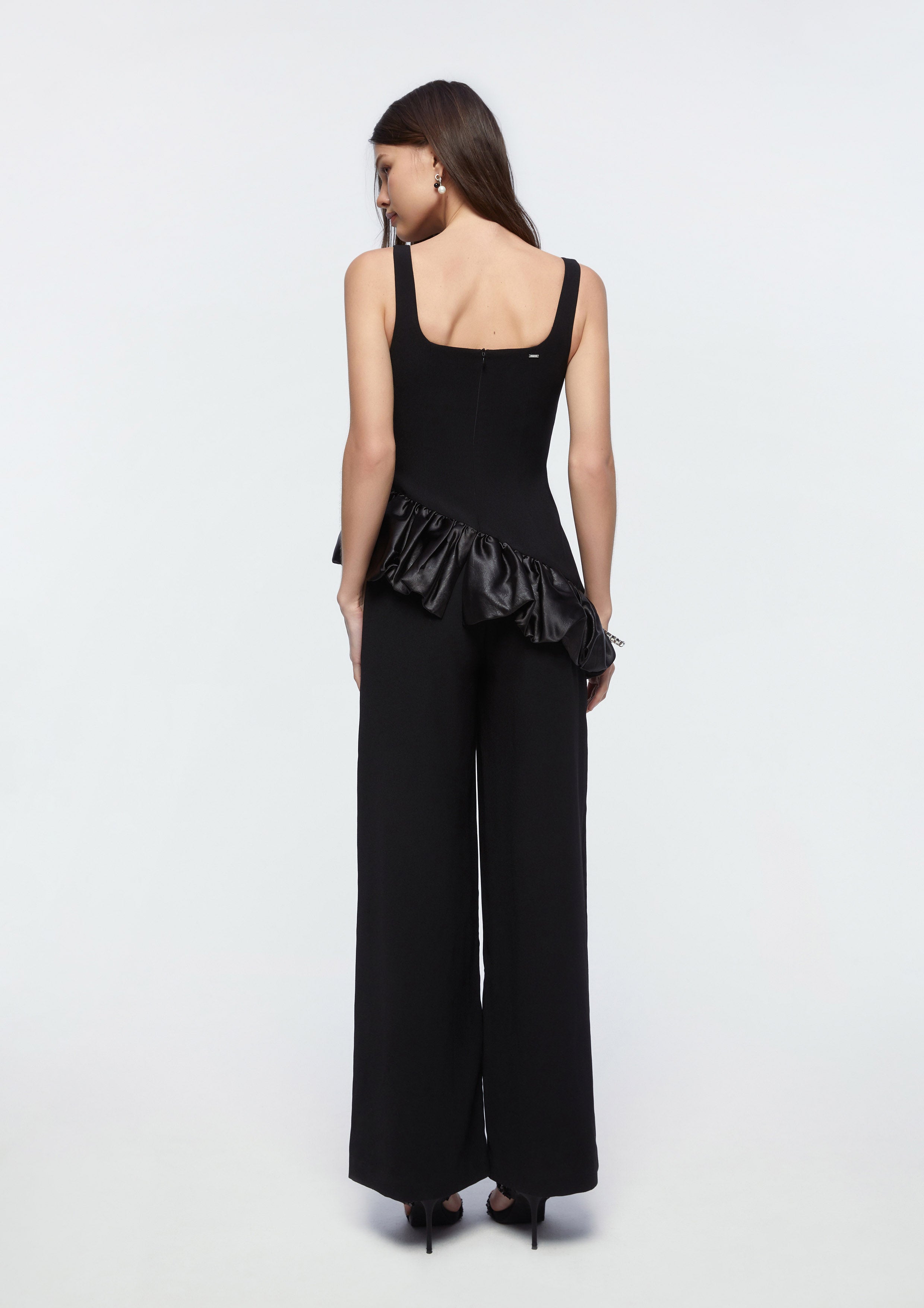 Strap Ruffle Trim Jumpsuit