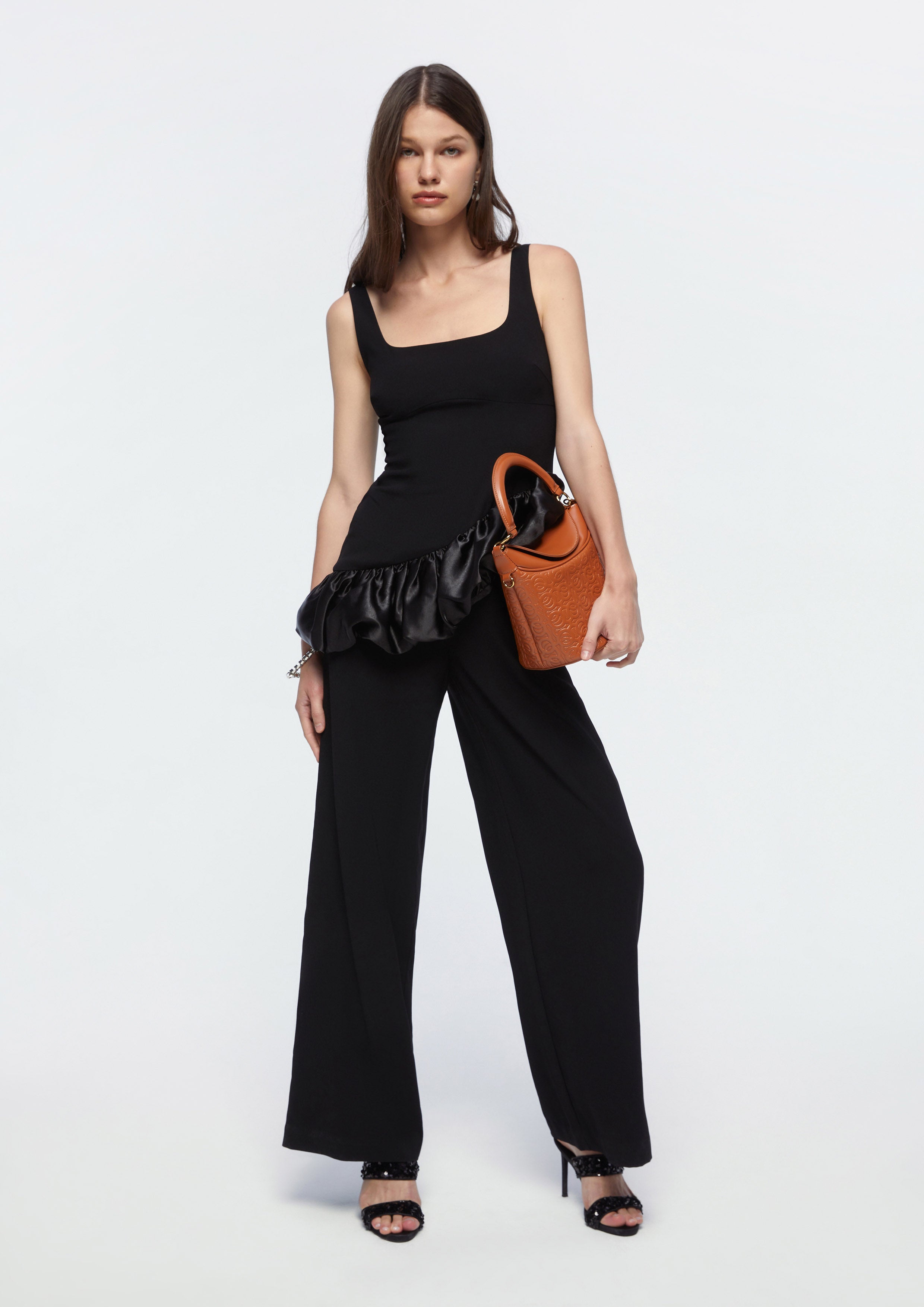 Strap Ruffle Trim Jumpsuit