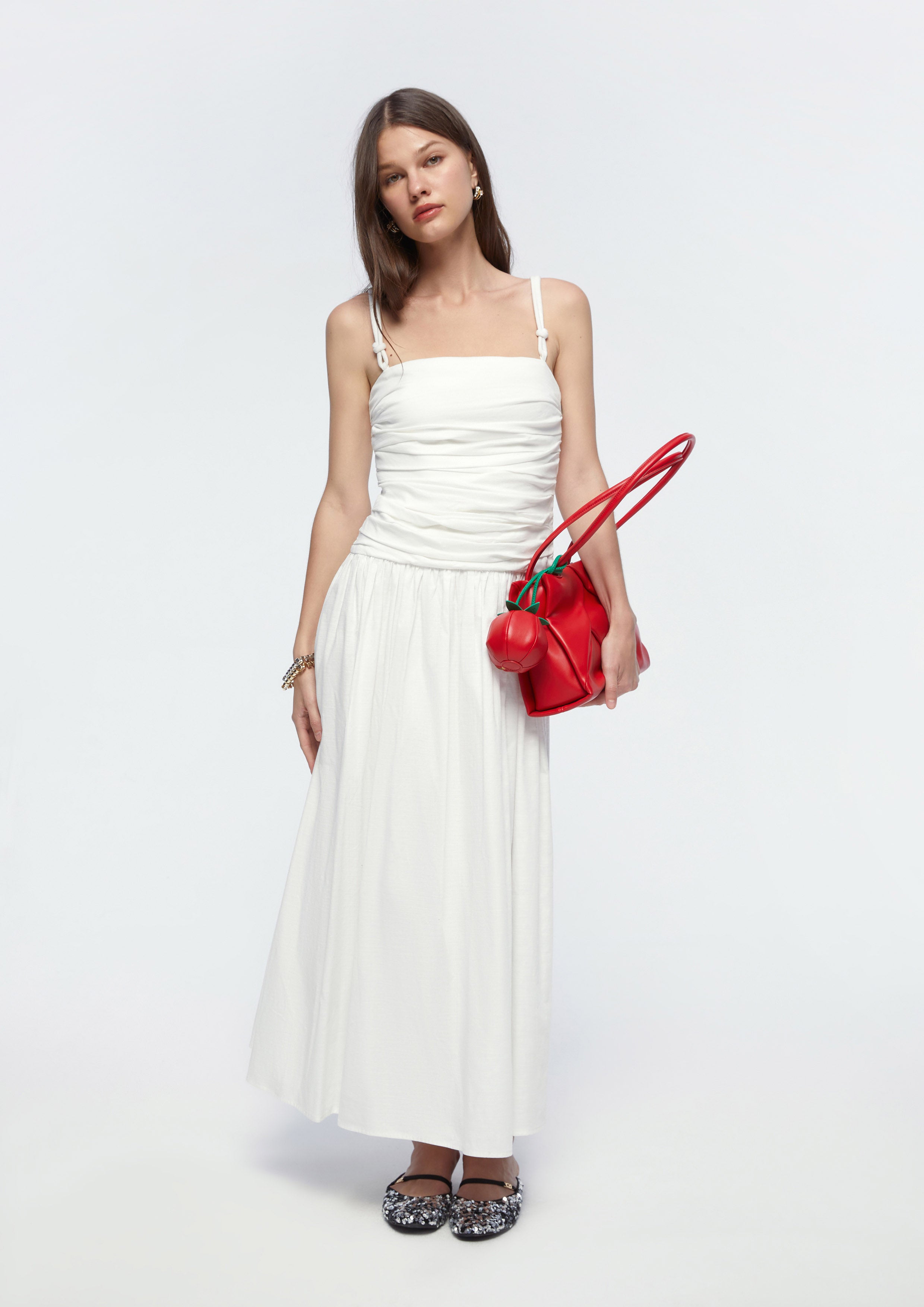 Ruched Flare Skirt Dress