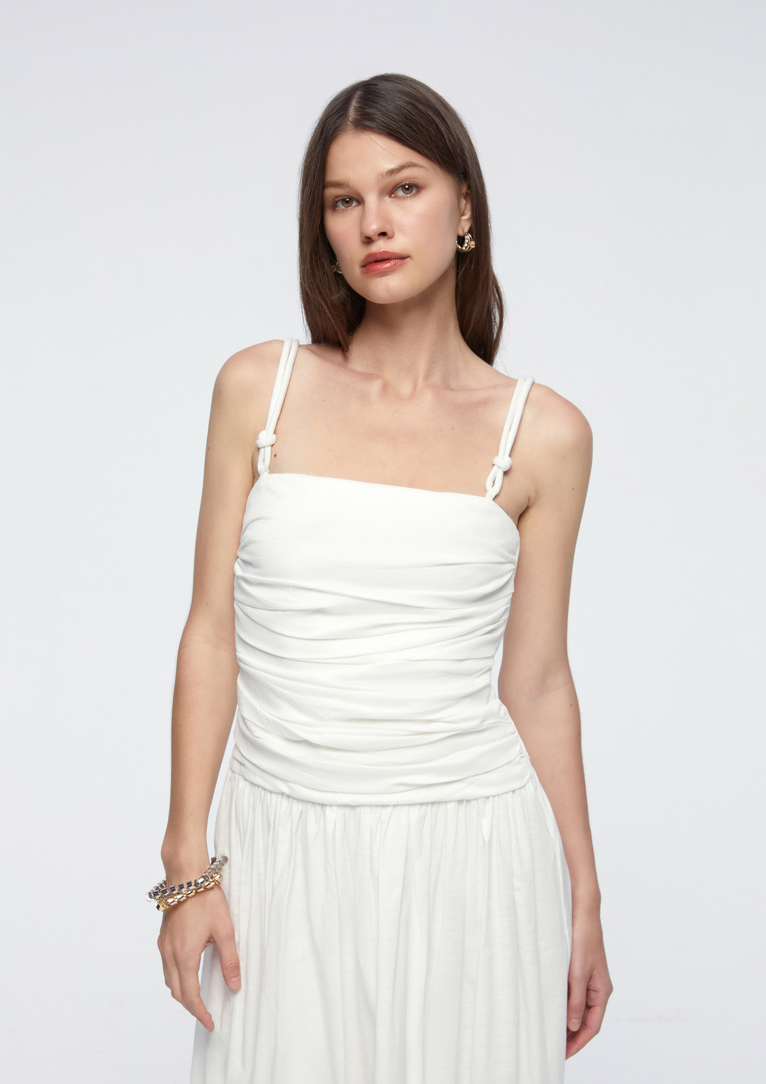 Ruched Flare Skirt Dress