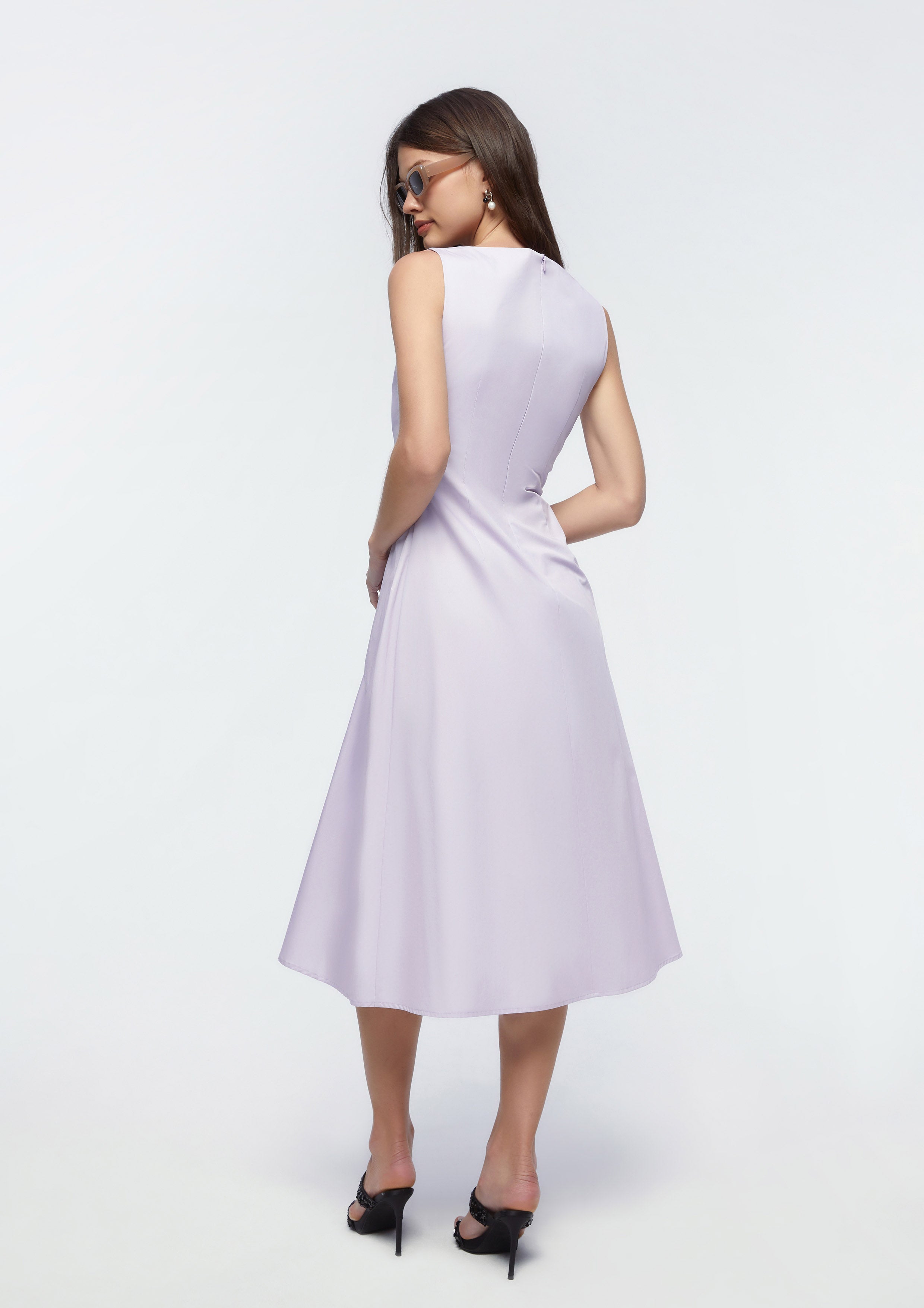 Draped Detail Sleeveless Midi Dress