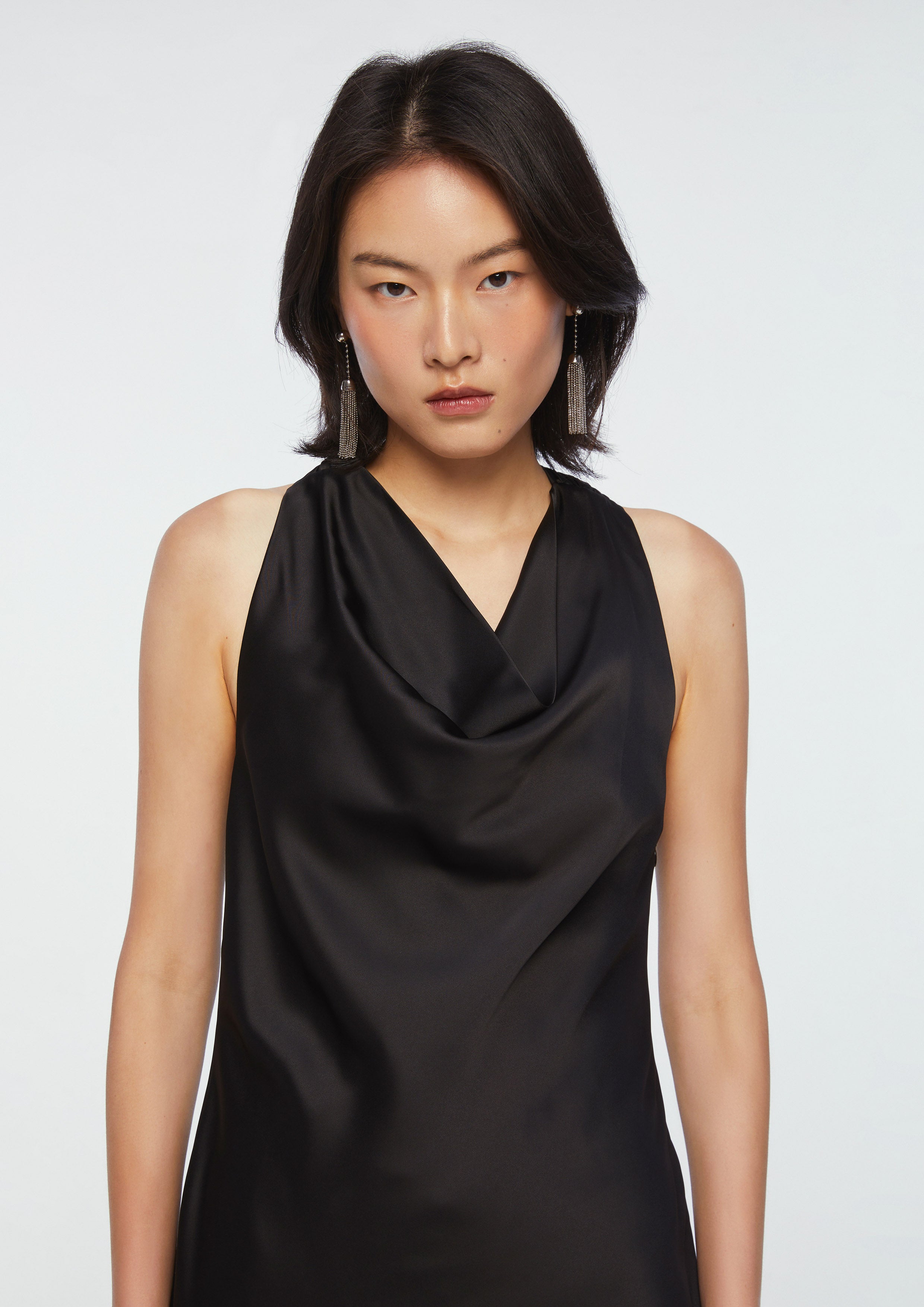 Satin Dress With Sheer Skirt