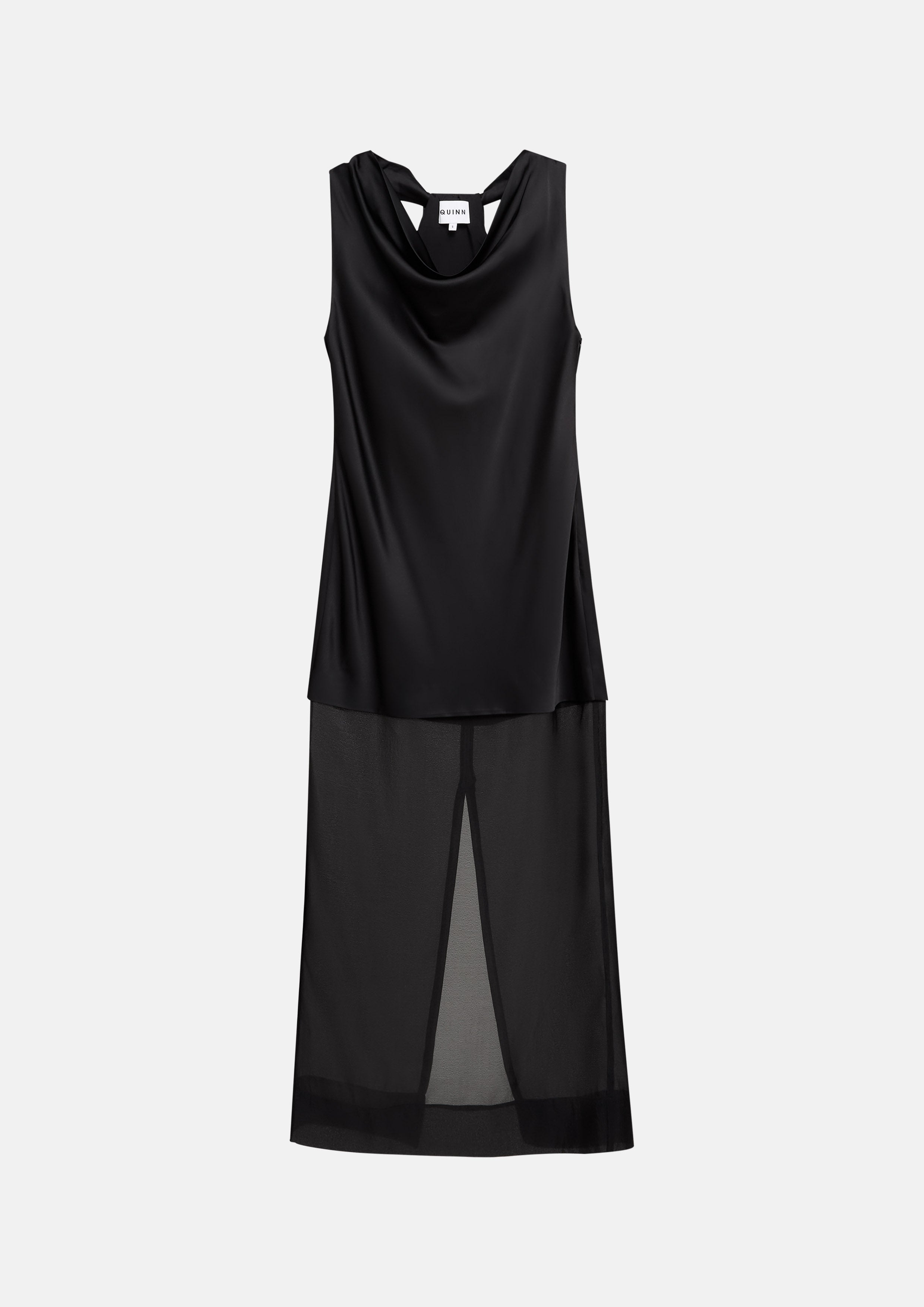 Satin Dress With Sheer Skirt