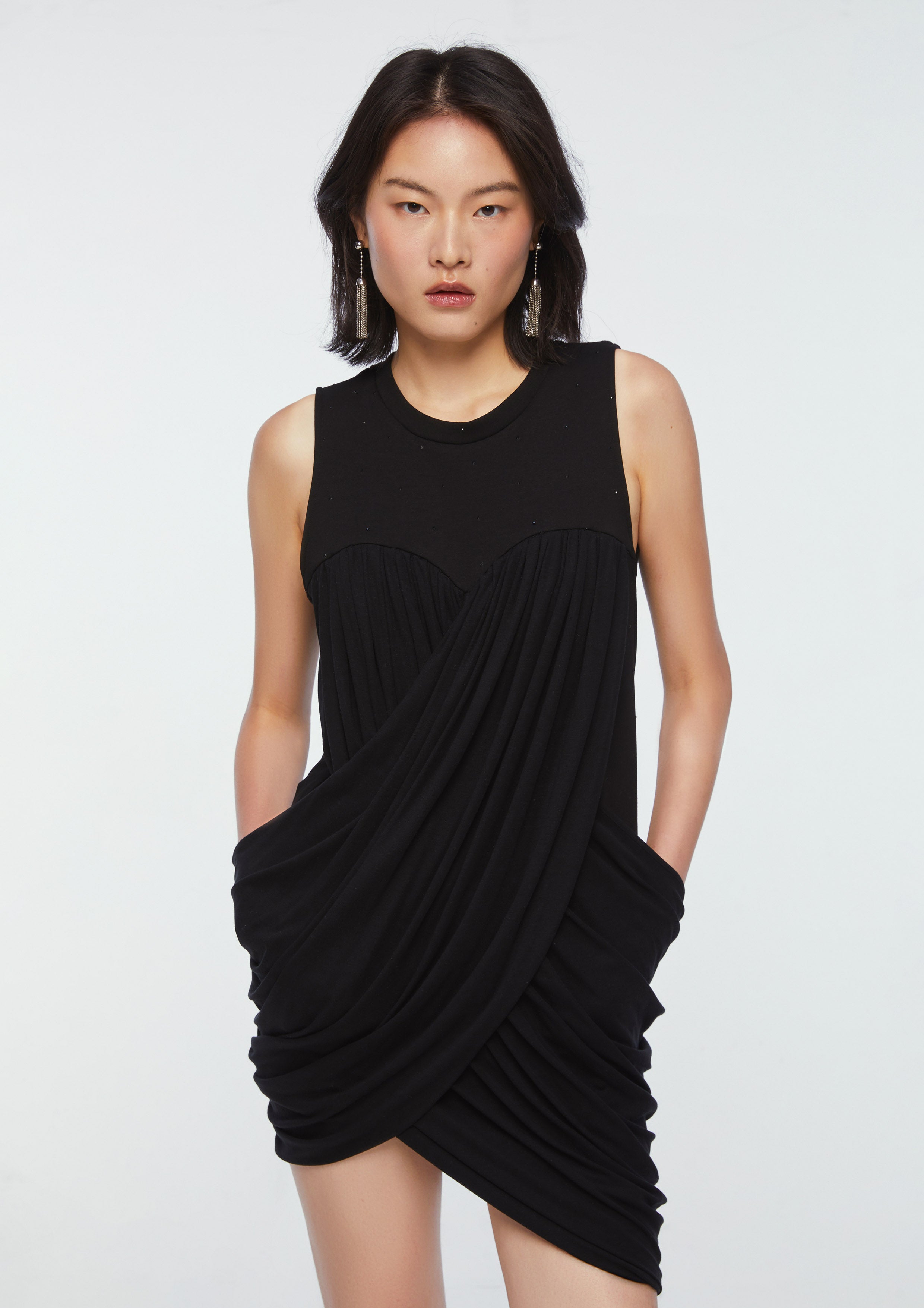 Mini Dress Diagonal Cut Skirt