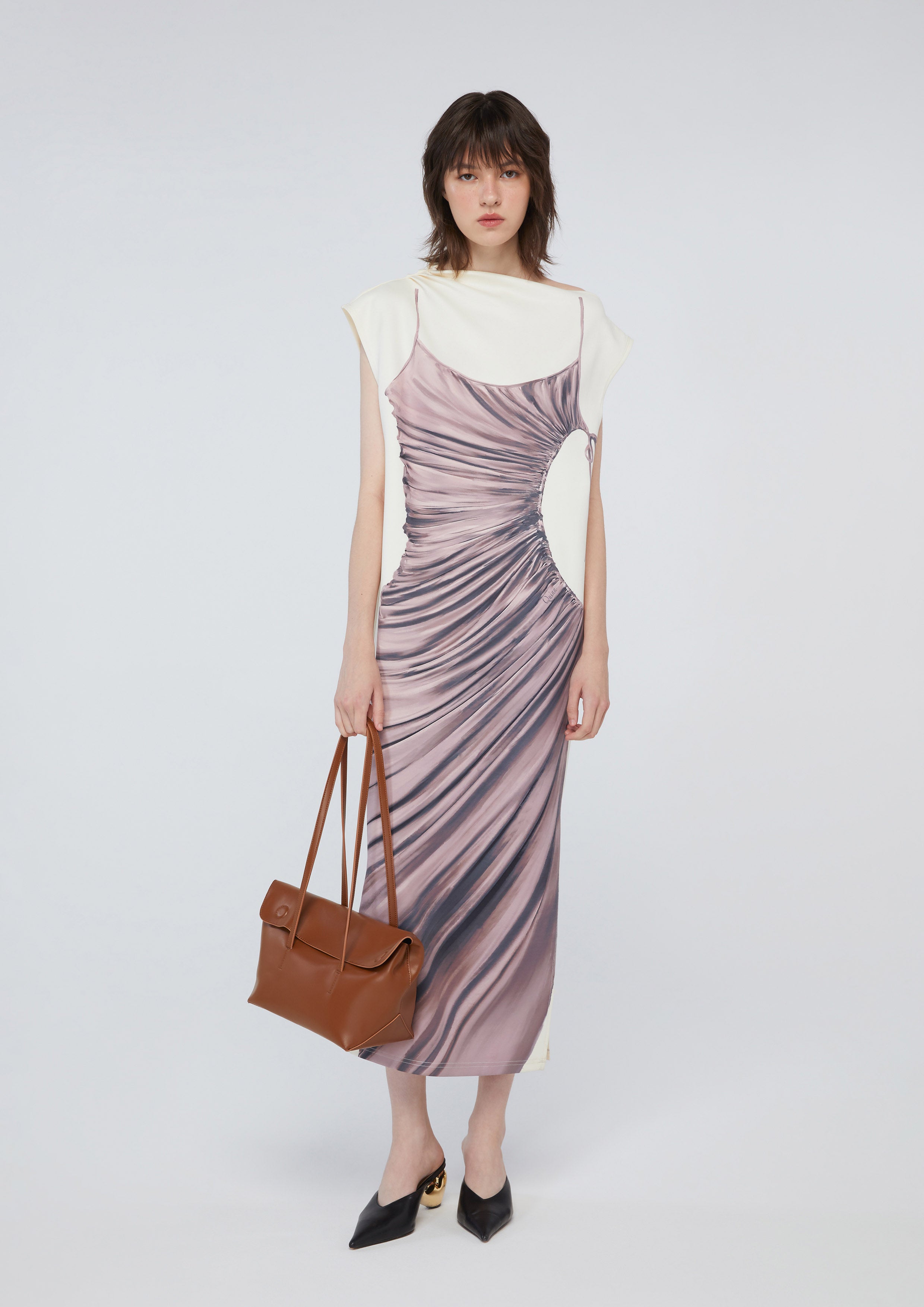 Satin Print Sleeveless Dress