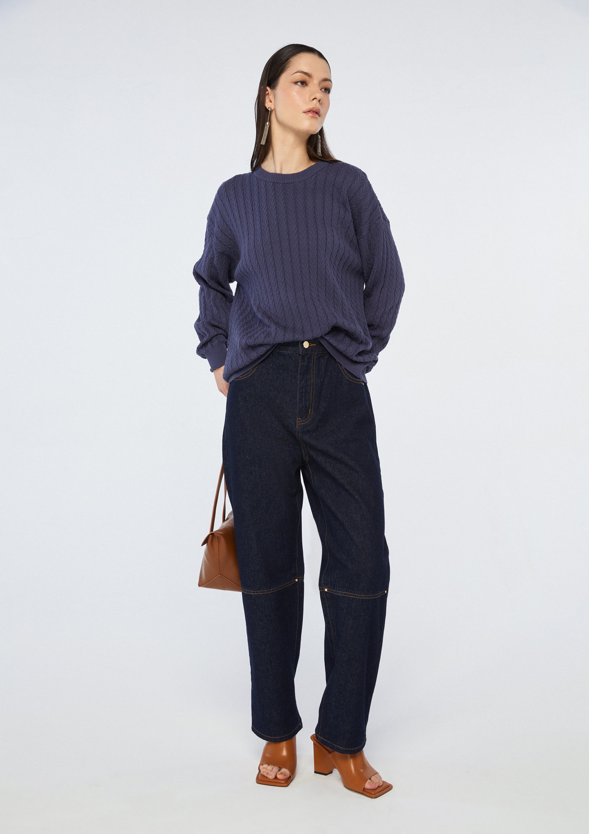 Cable Knitted Long Sleeve Pullover