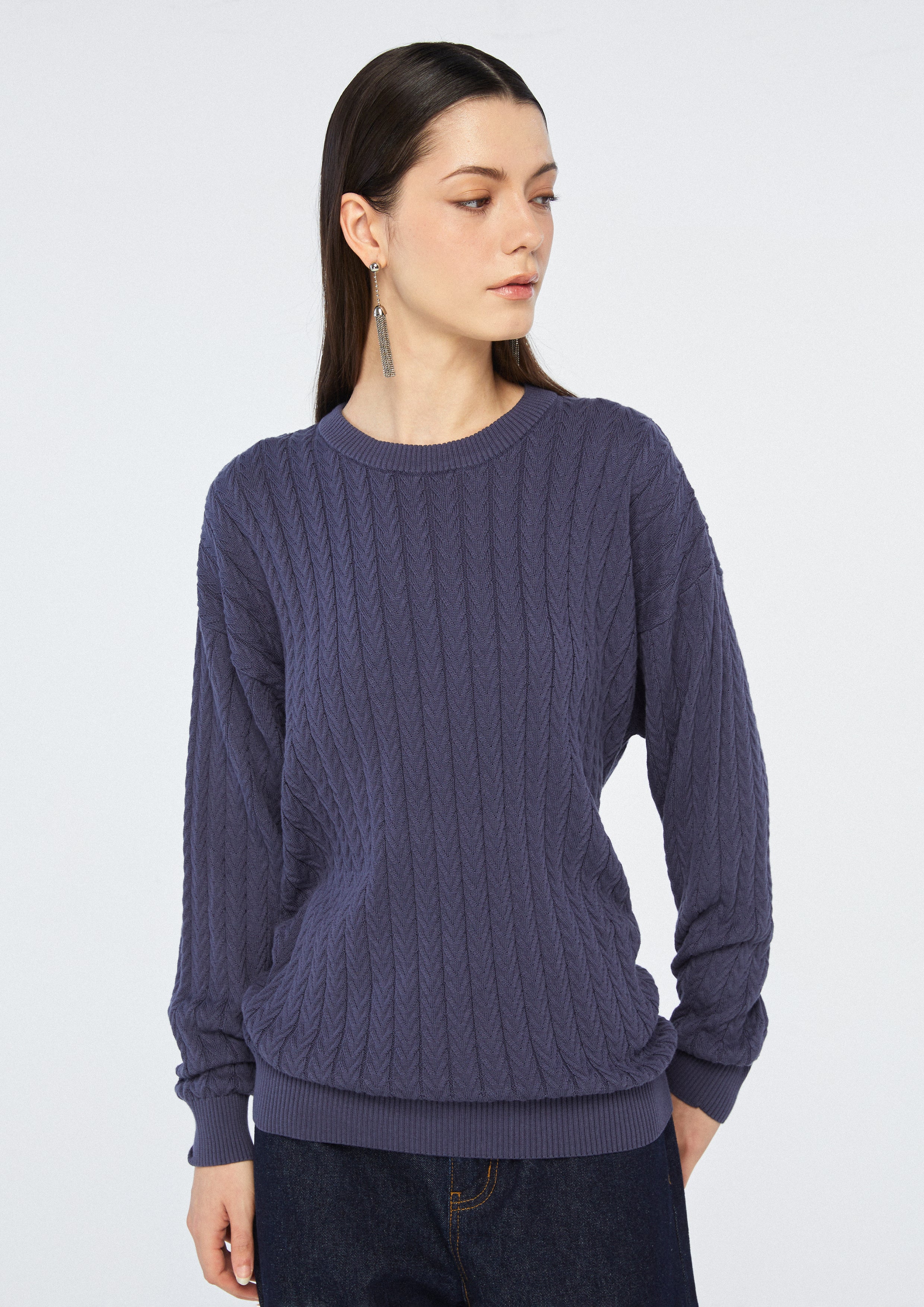 Cable Knitted Long Sleeve Pullover