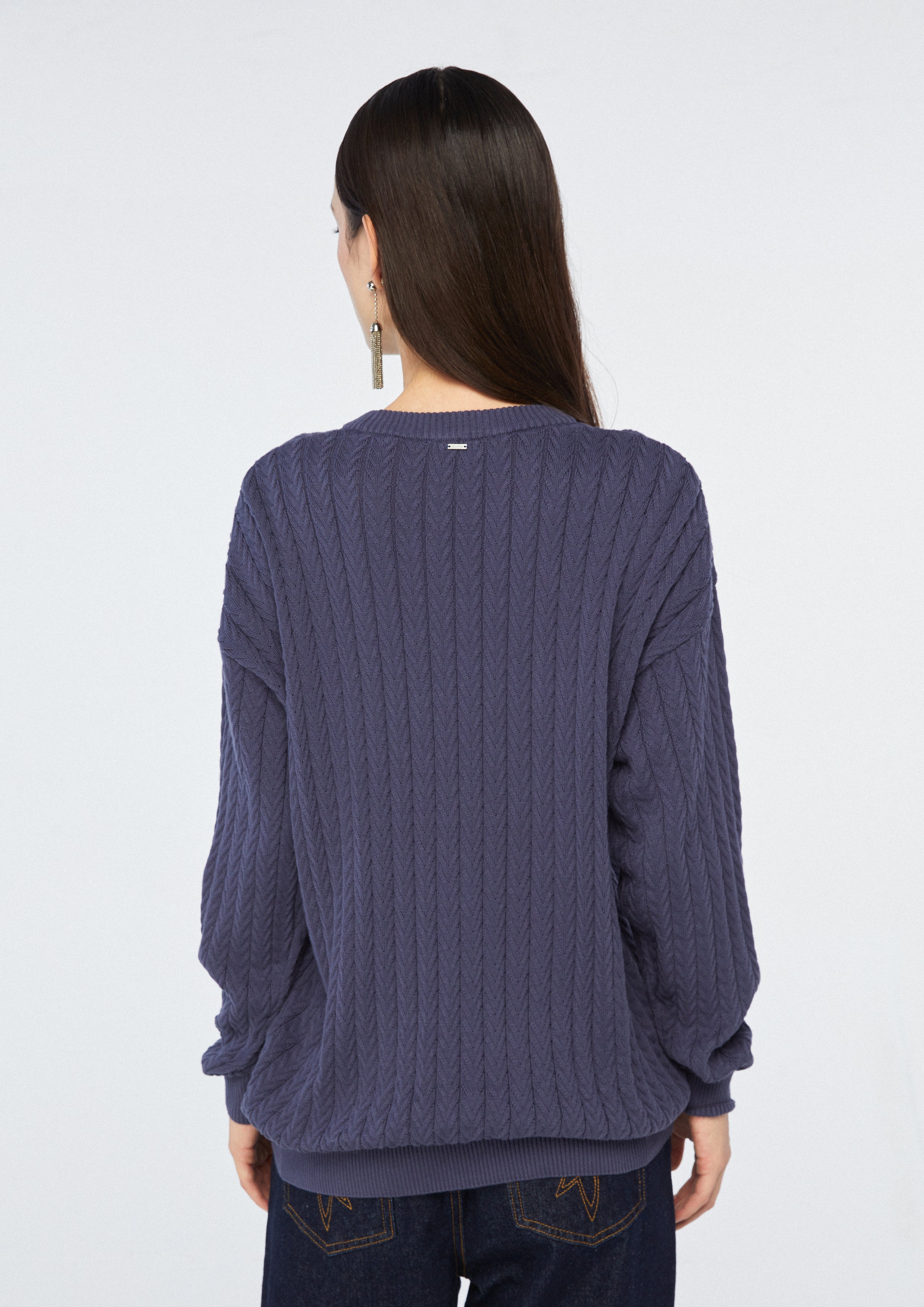 Cable Knitted Long Sleeve Pullover