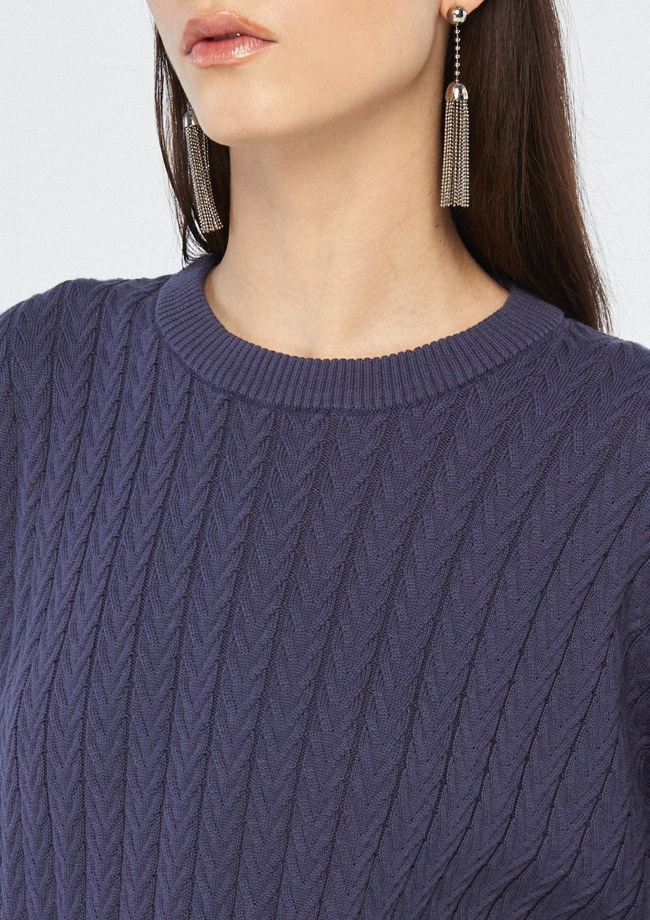 Cable Knitted Long Sleeve Pullover