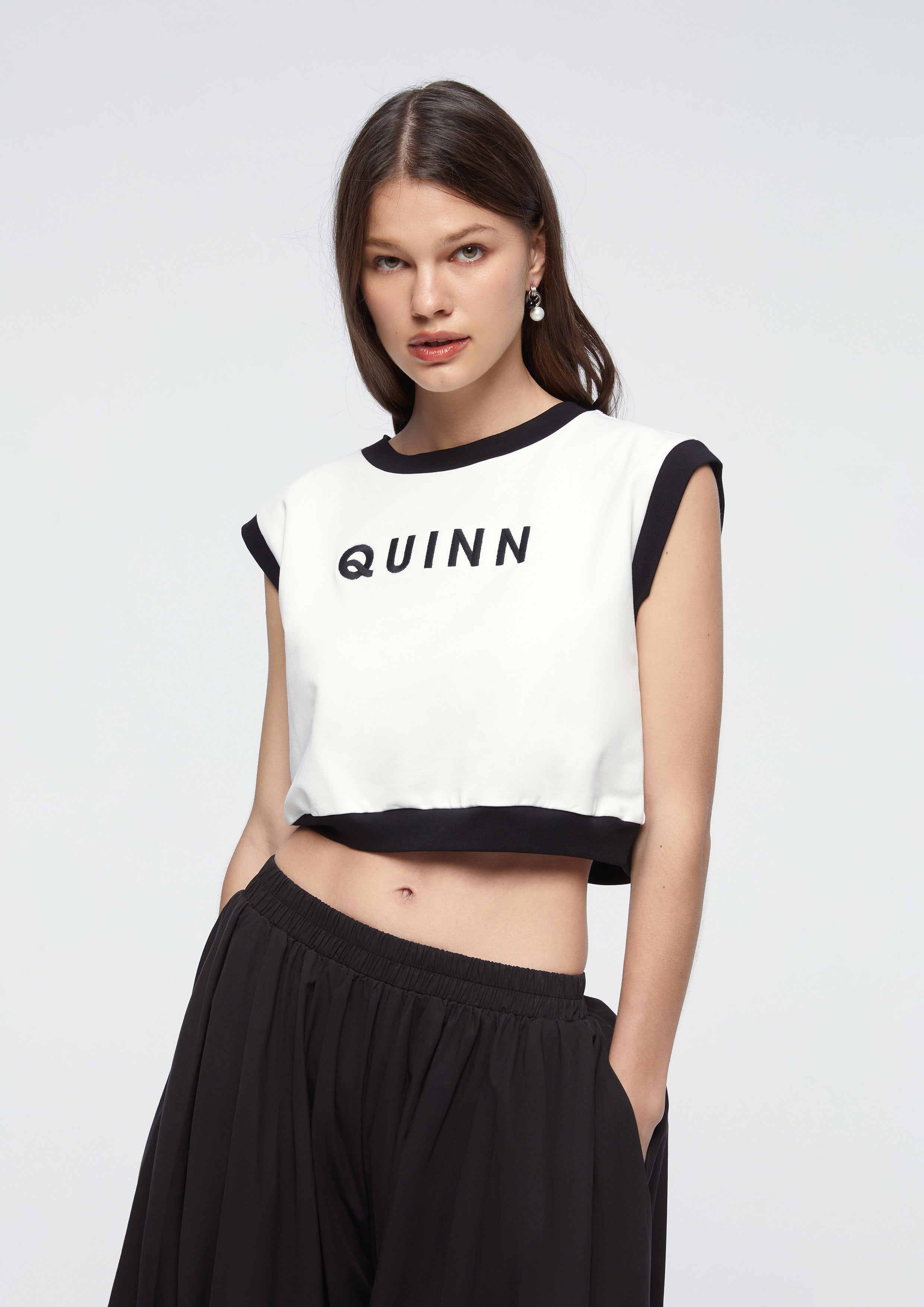Crop Logo Embroidery T-Shirt