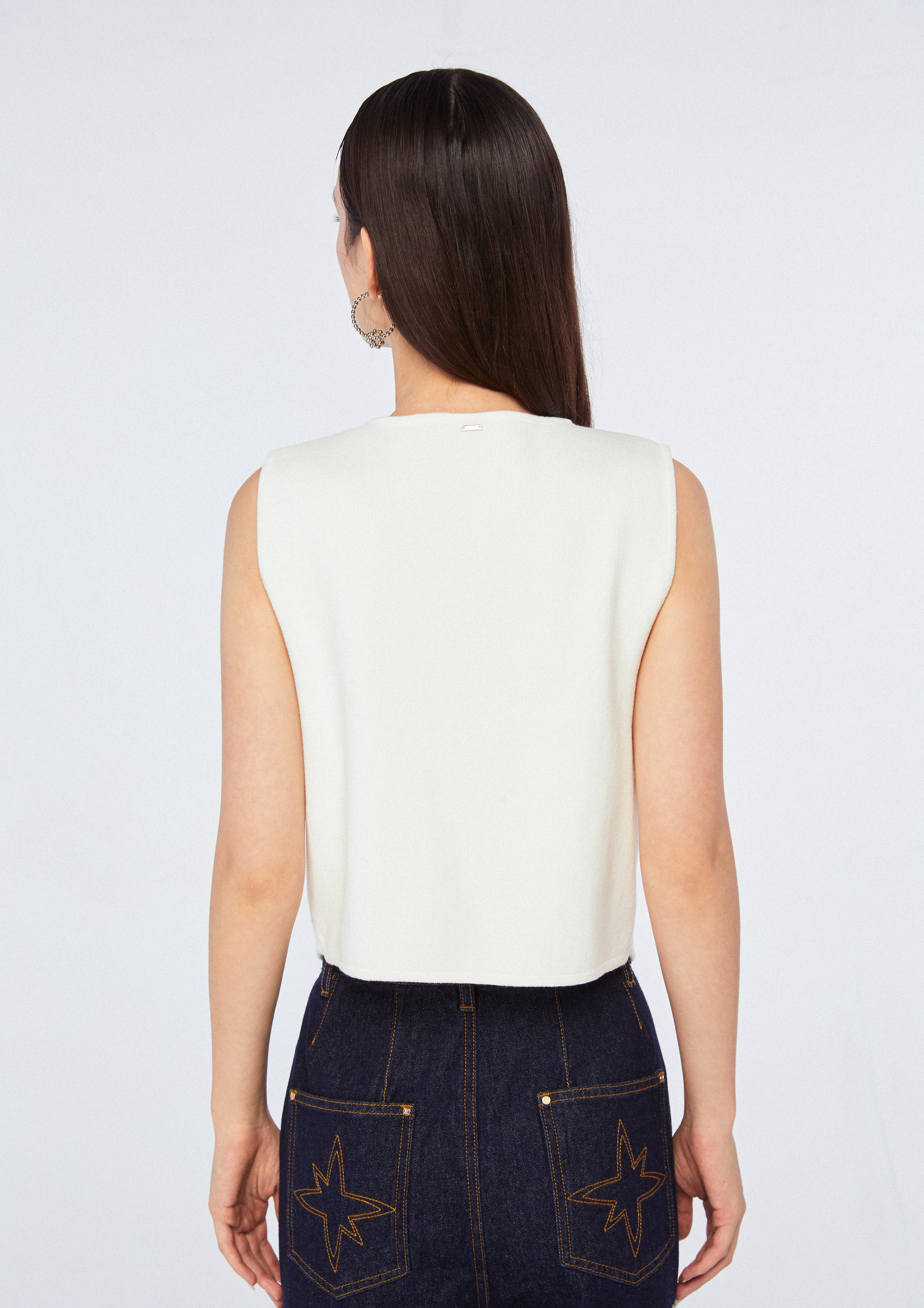 Sleeveless Wrap Top WIth Gold Knot Button Top