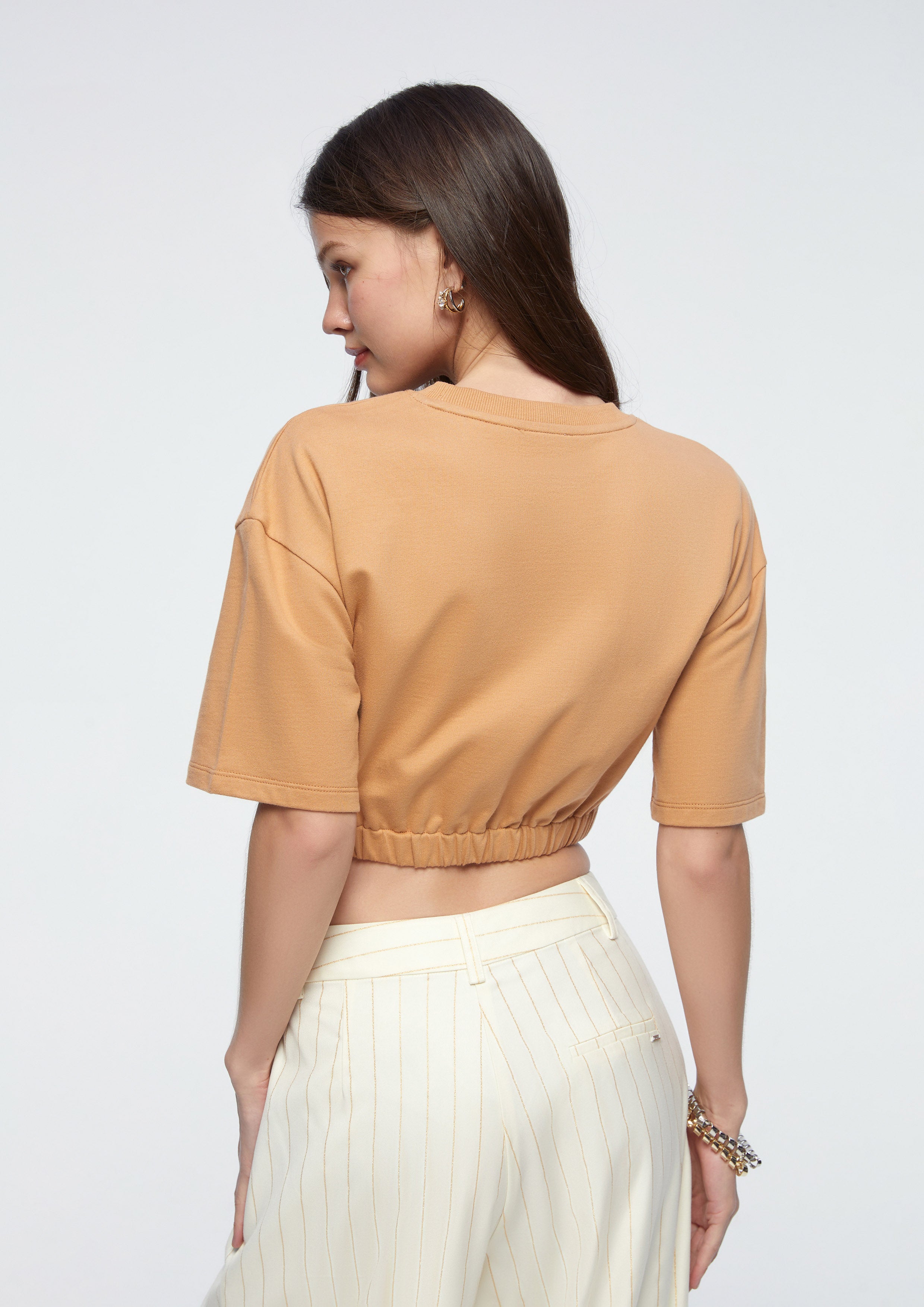 Logo Embossed Crop T-Shirt