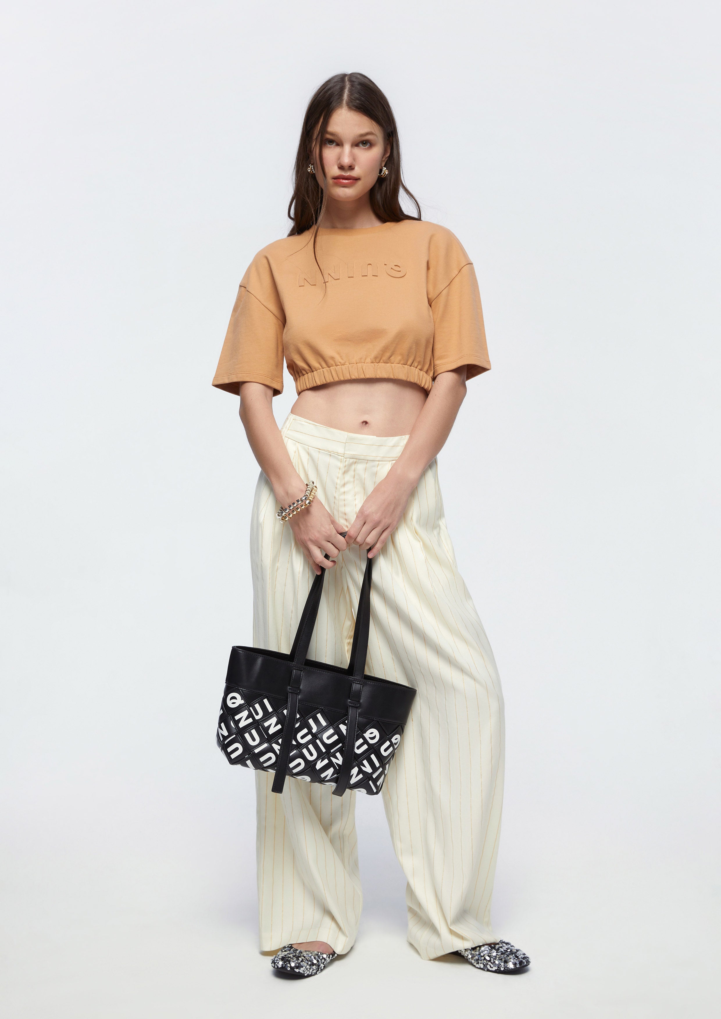 Logo Embossed Crop T-Shirt