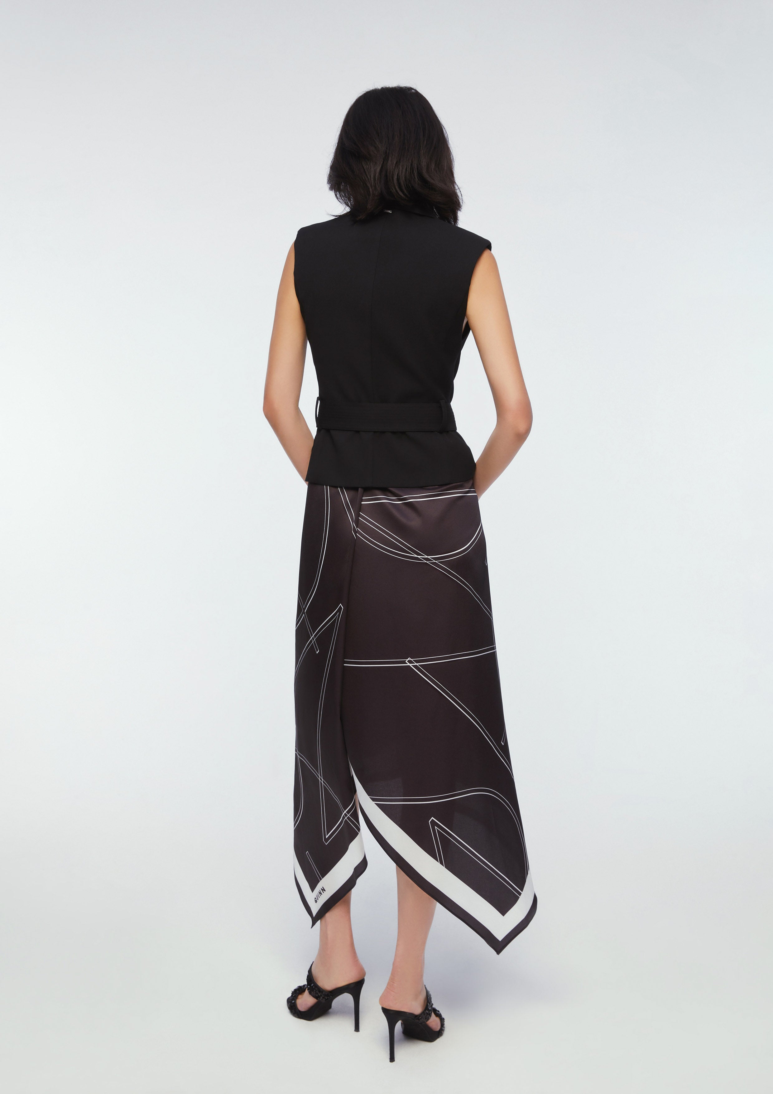 Sleeveless Scarf Skirt Dress