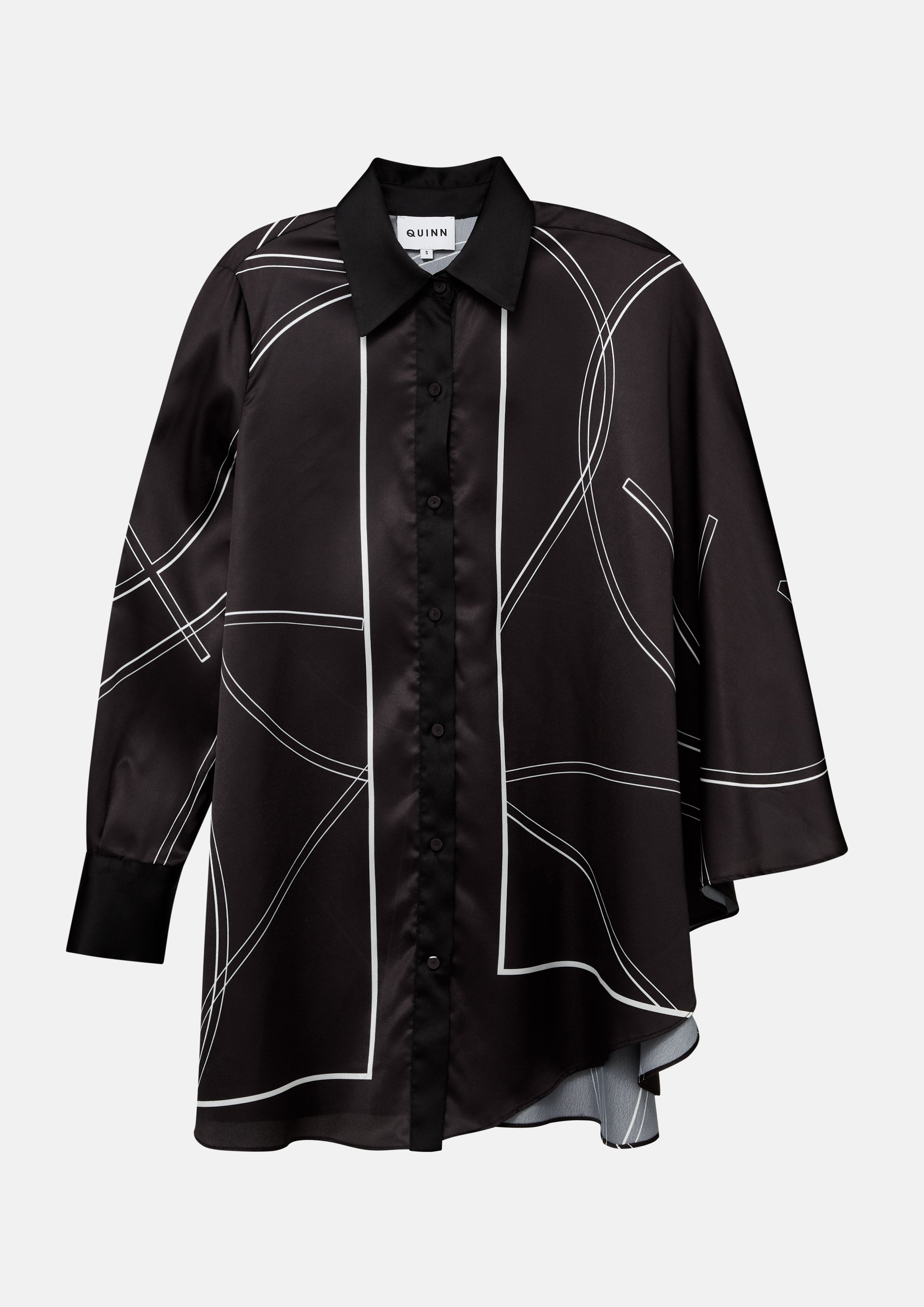 เสื้อเชิ้ตซาตินแขนยาวพิมพ์ลาย