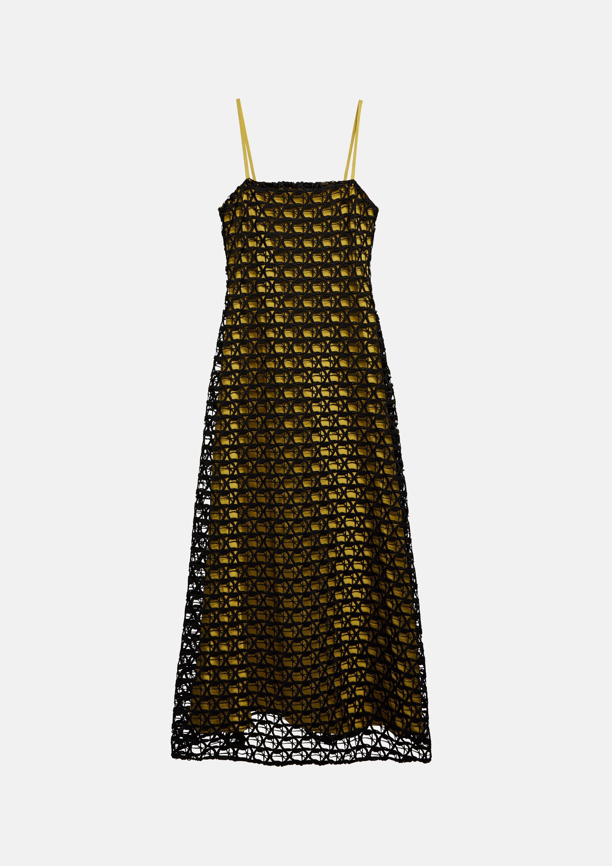 Circular Mesh Layered Spaghetti Strap Dress