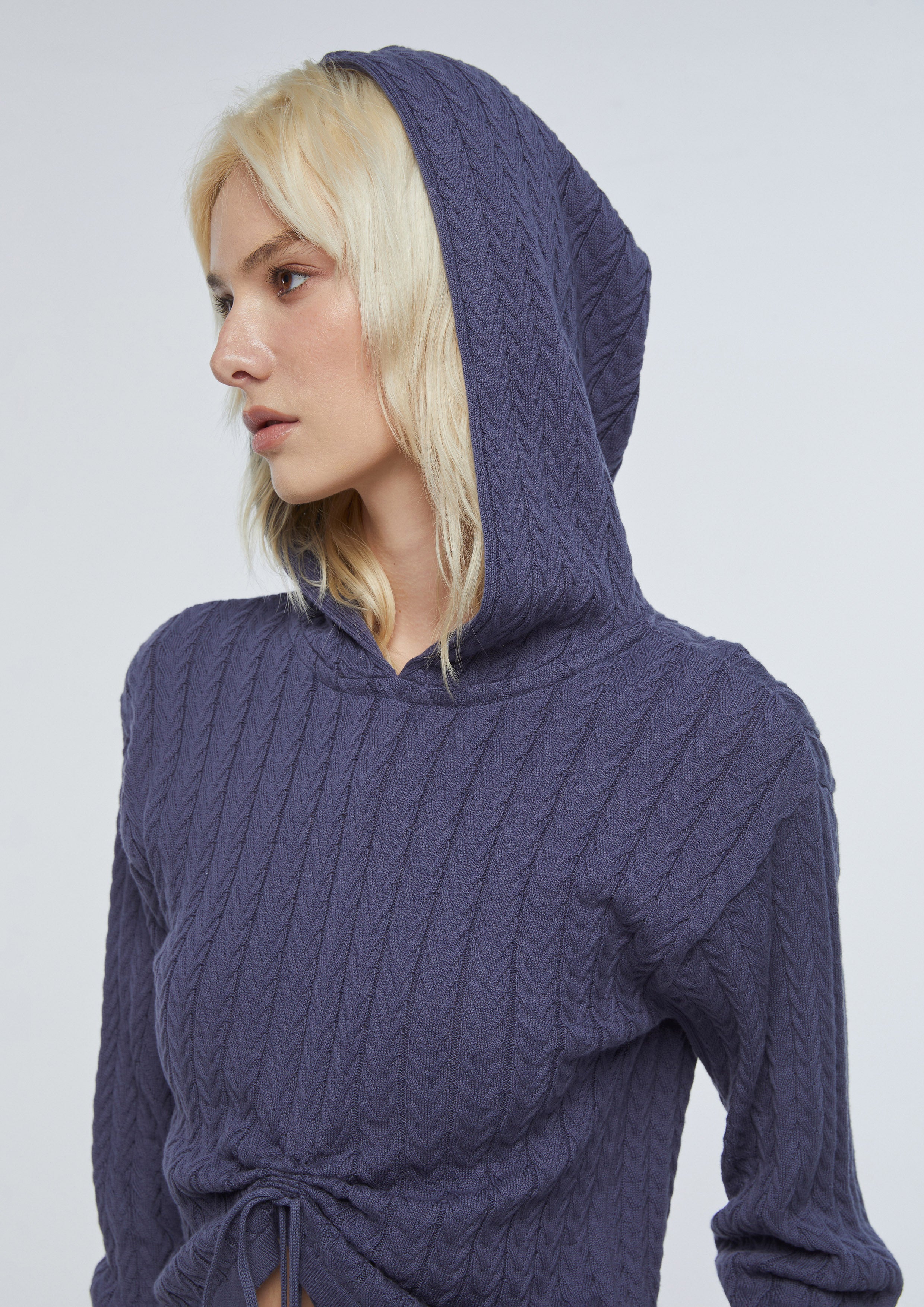 Hood Cable Knit Top