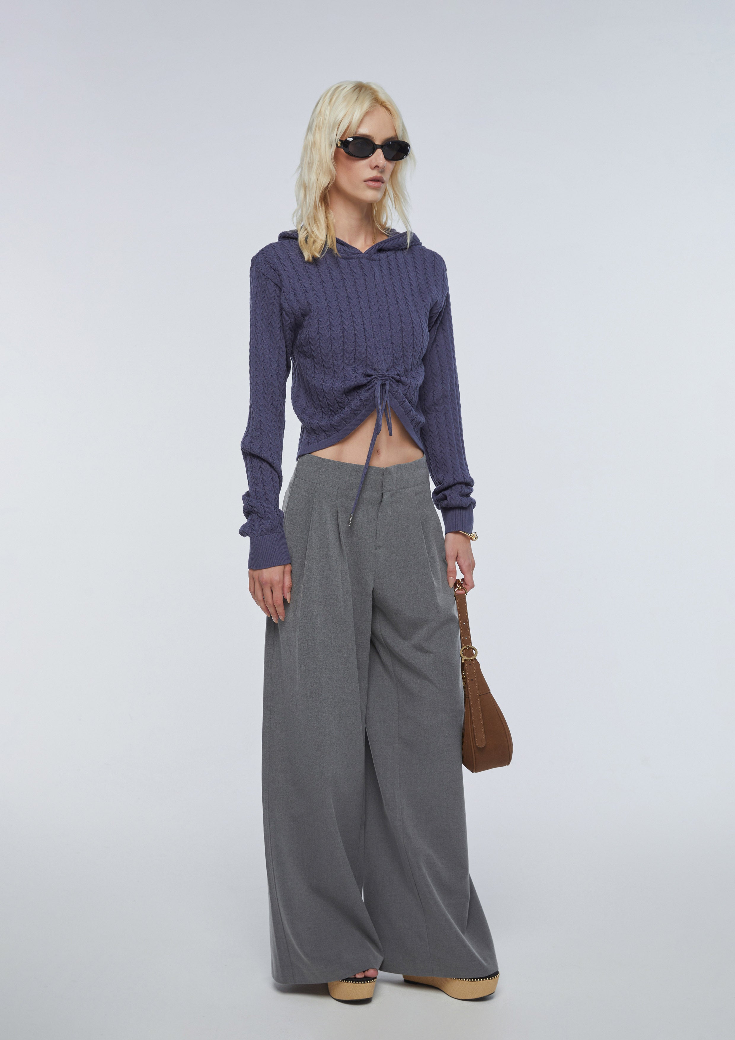 Hood Cable Knit Top