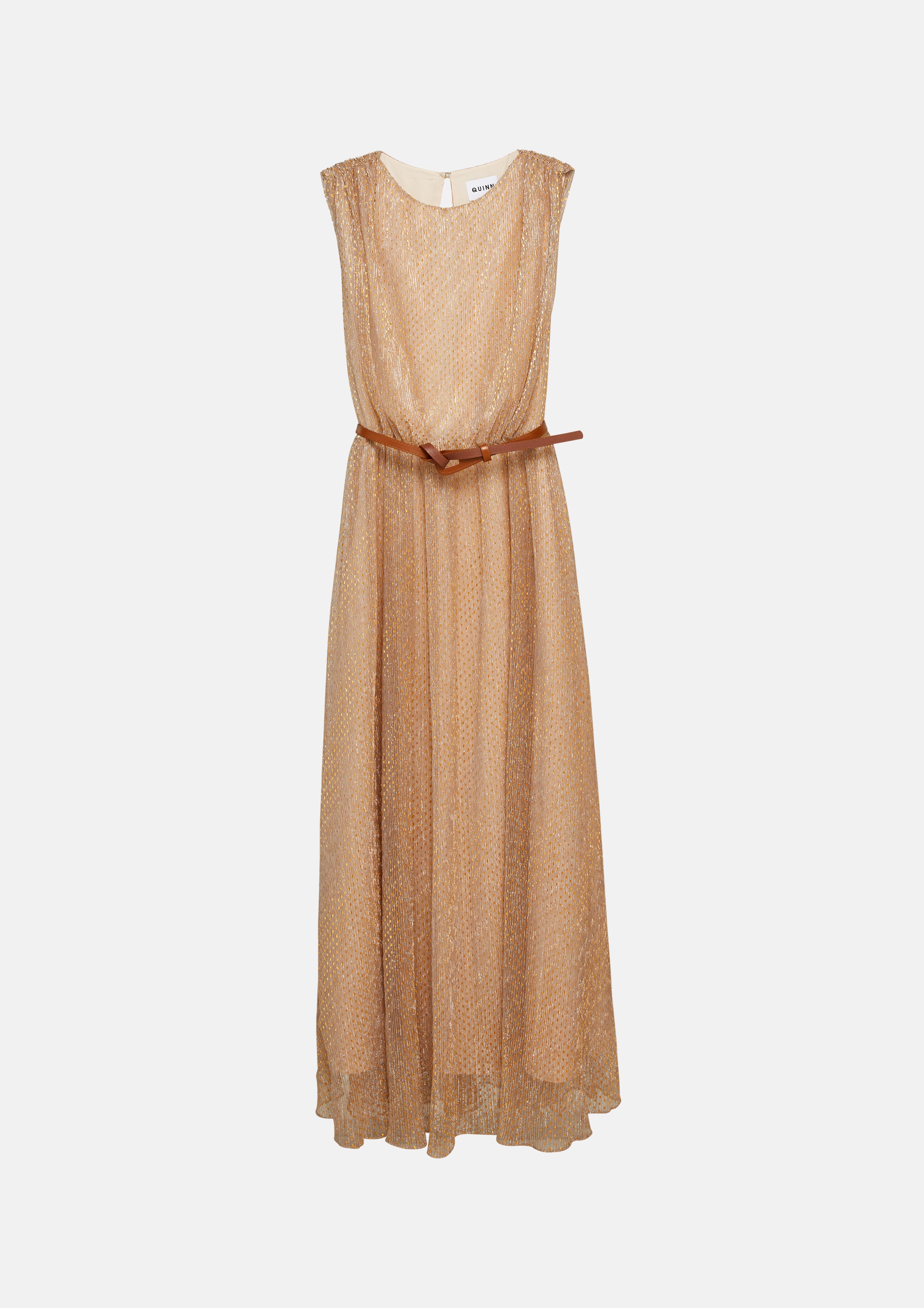 Metallic Pleated Sleeveless Maxi Dress