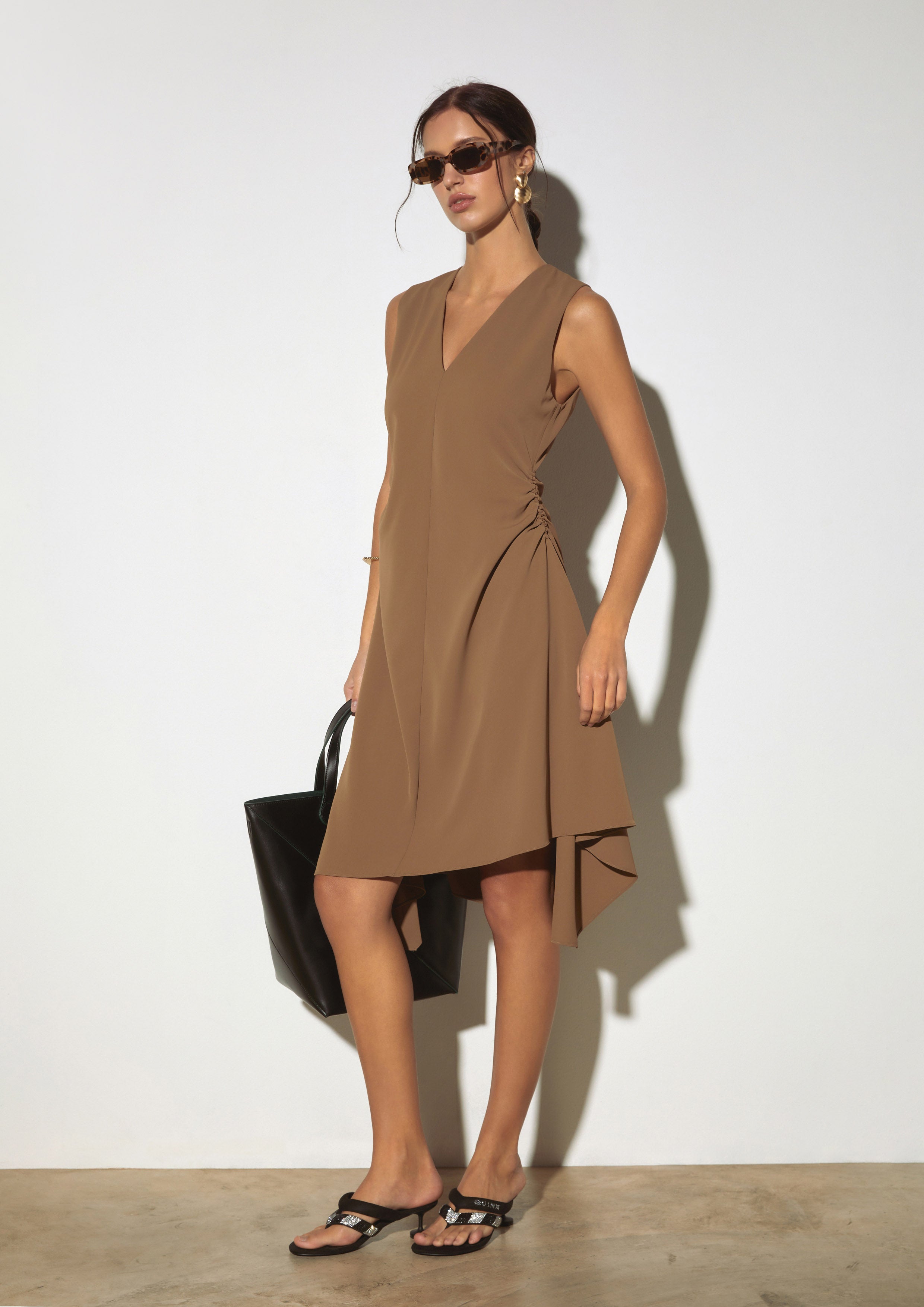 Asymmetric Draped Sleeveless Dress