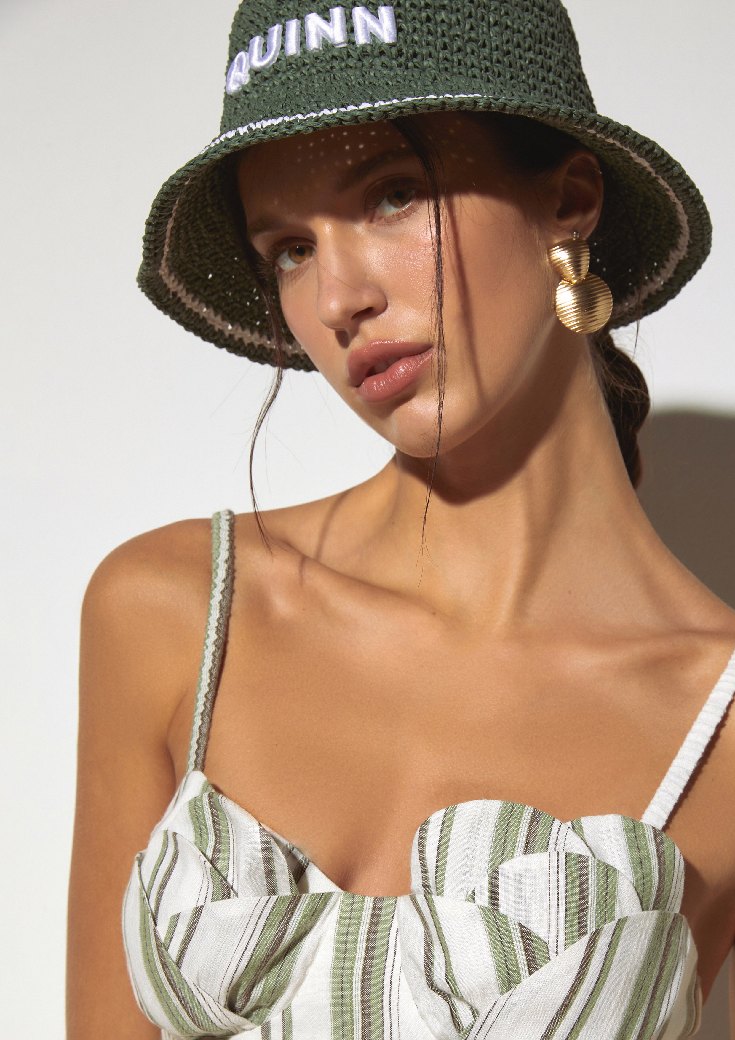 Striped Bustier Crop Top and Shorts Set