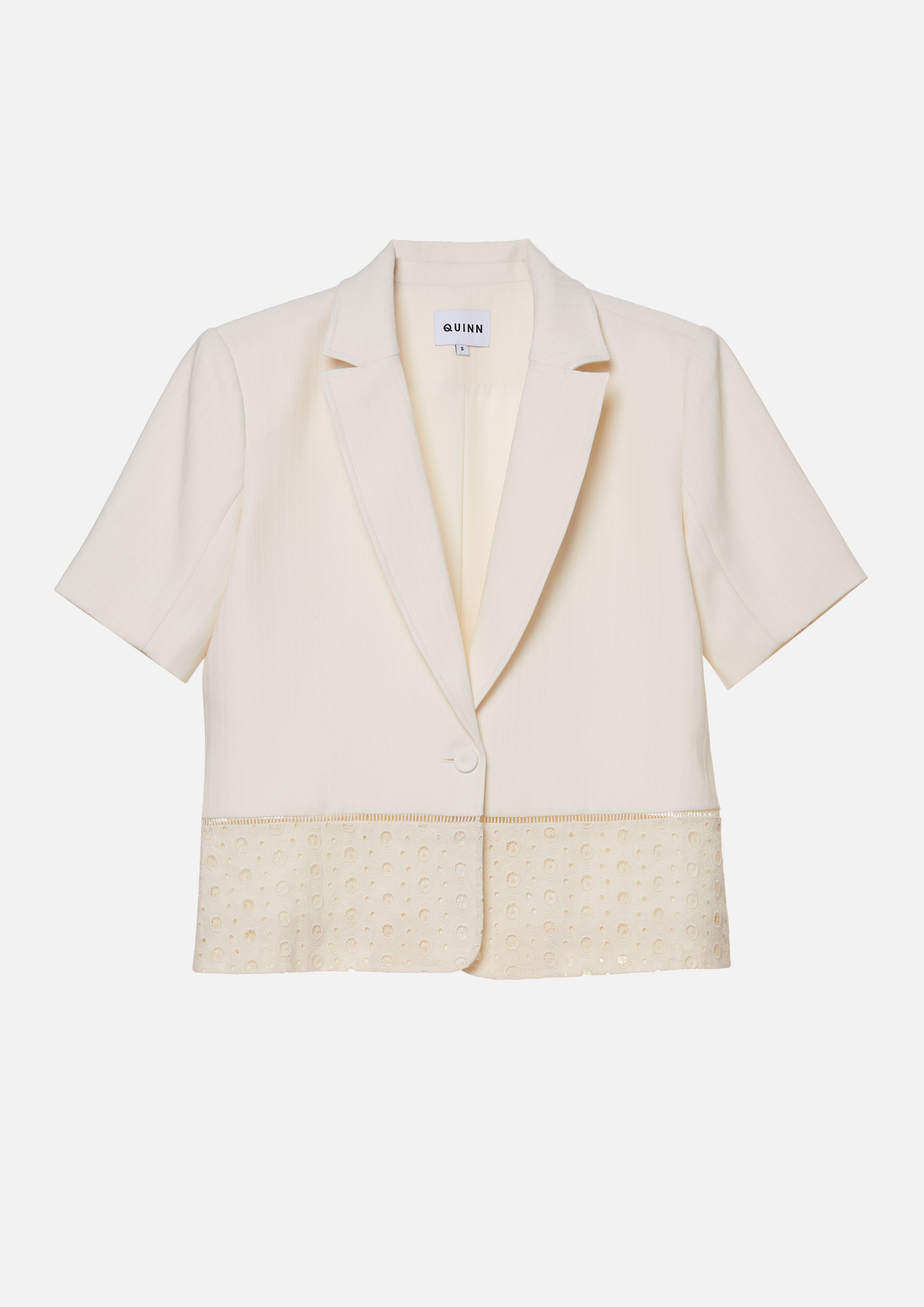 Textured Panel Short-Sleeve Blazer