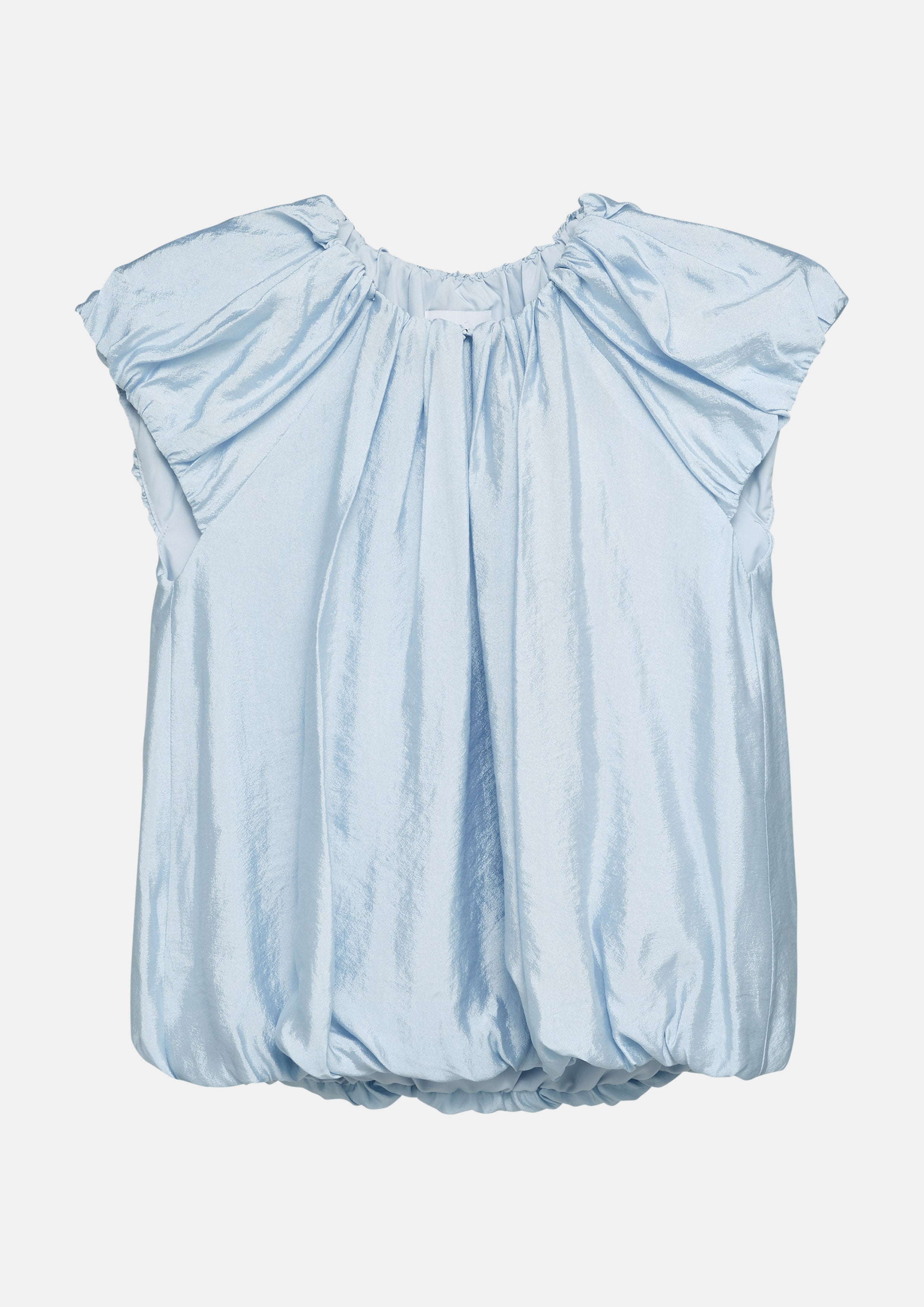 Shimmering Gathered Cap Sleeve Top