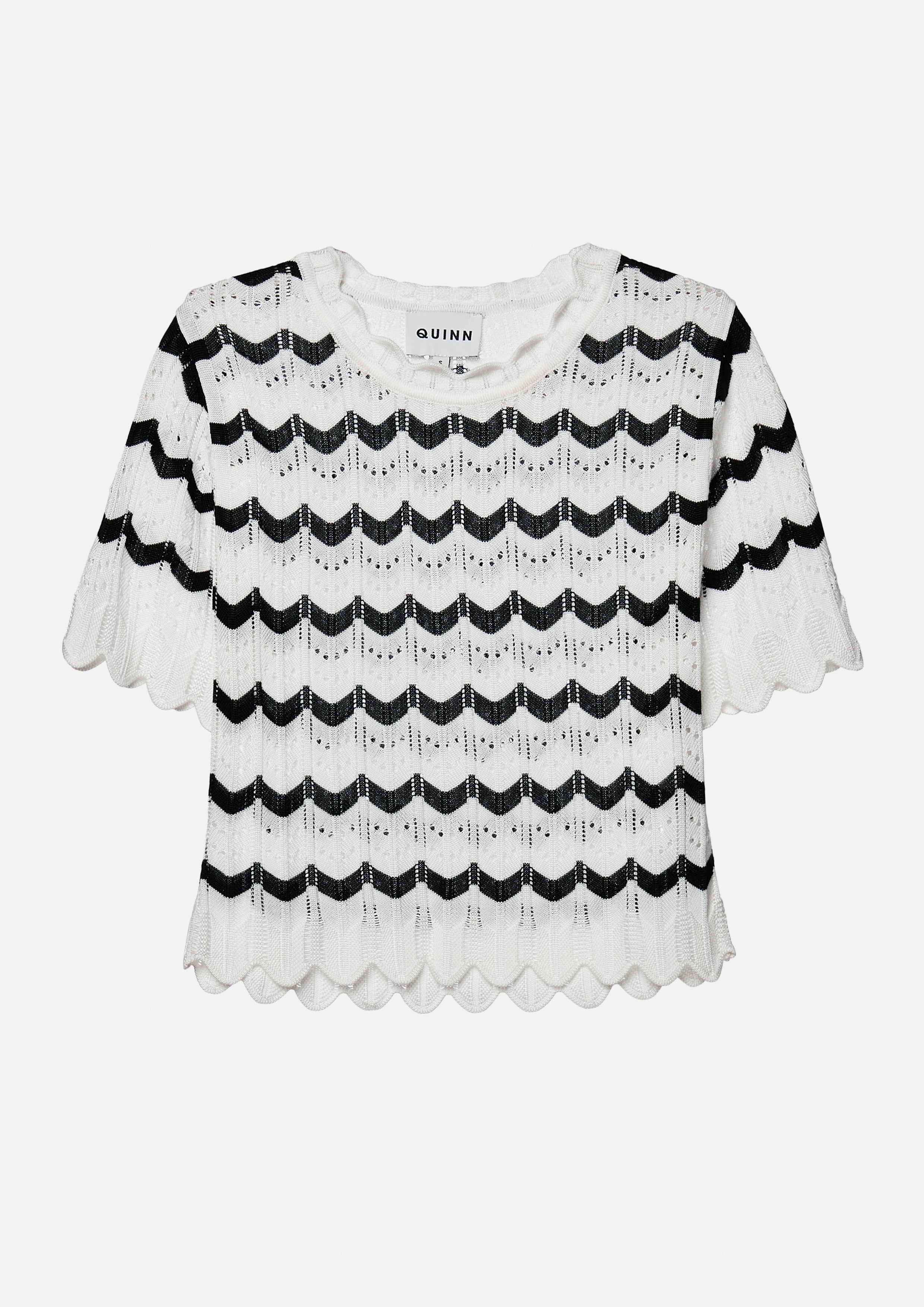 เสื้อยืด ไหมพรม ลายคลื่น แต่งขอบระบาย