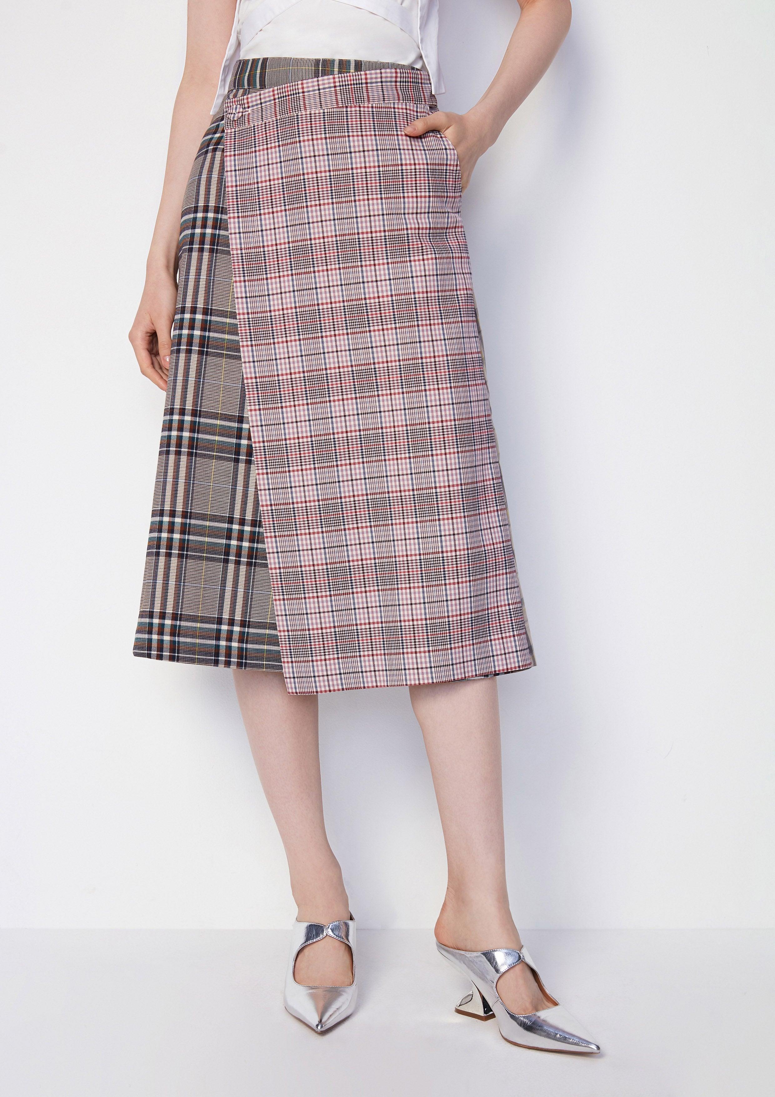 Plaid Symphony Pleated Patchwork Skirt - QuinnOfficial Store