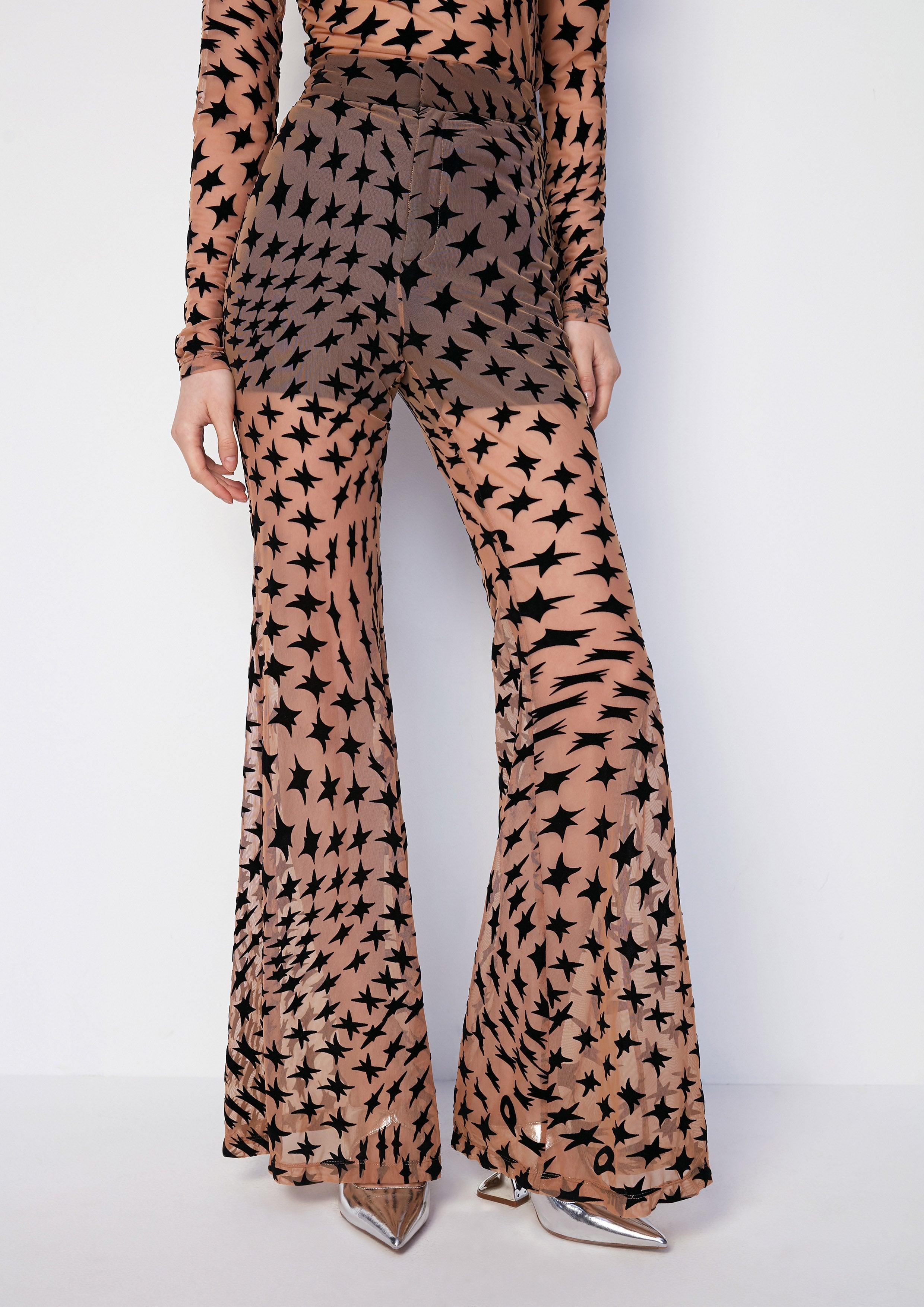 Poetic Chaos Monogram See-Through Print Pants - QuinnOfficial Store