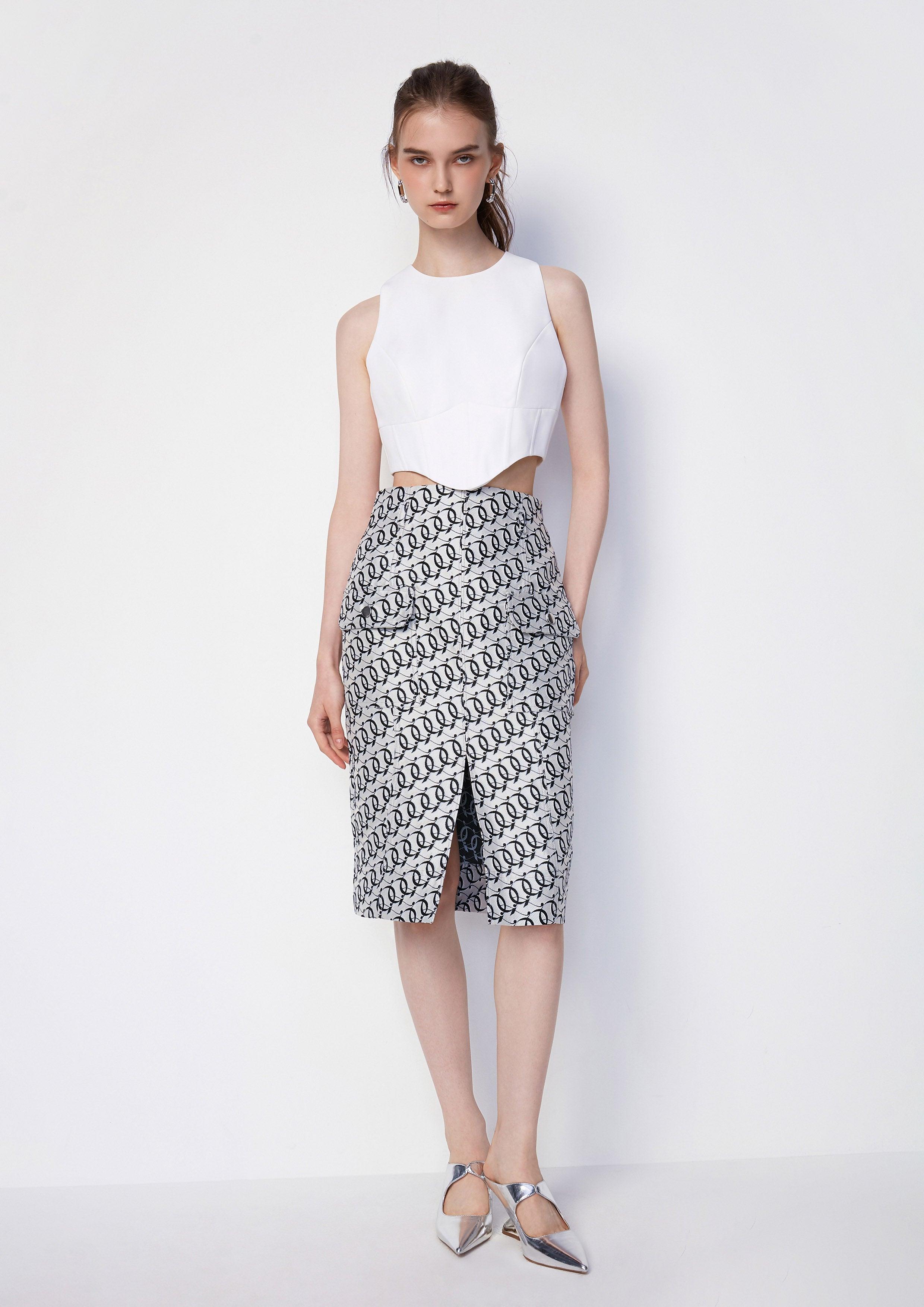 Poetic Chaos Monogram Pencil Skirt - QuinnOfficial Store