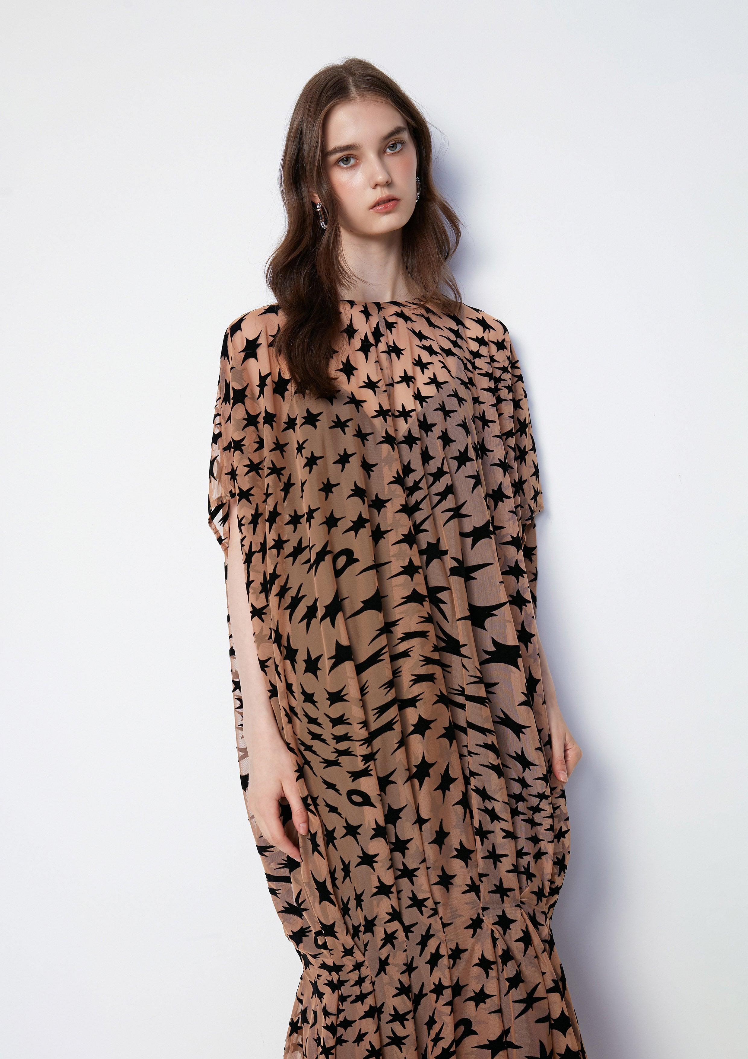 Poetic Chaos Monogram See-Through Print Dress - QuinnOfficial Store