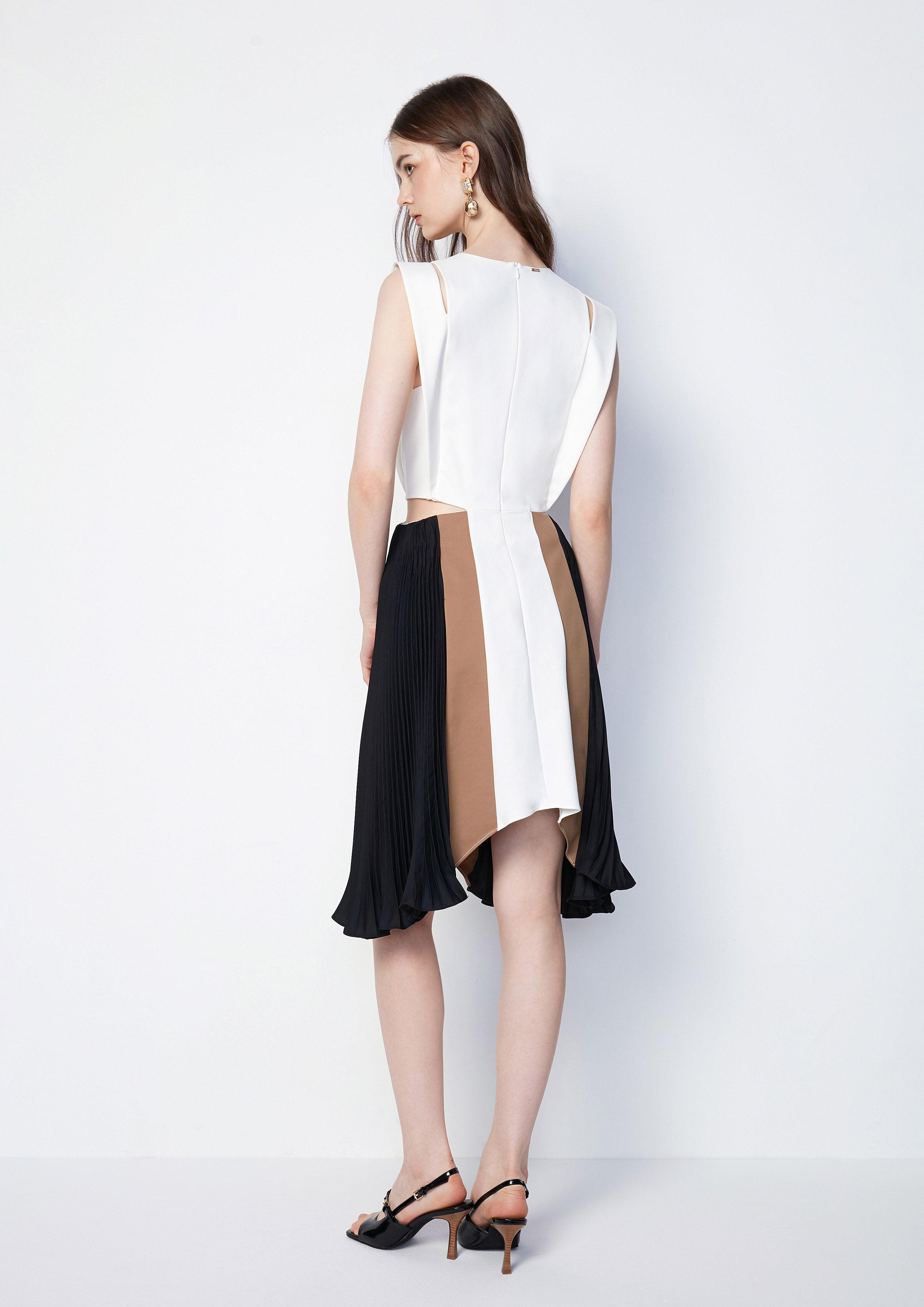 Ephemeral Echoes Sleeveless Pleated Trim Skirt Dress - QuinnOfficial Store