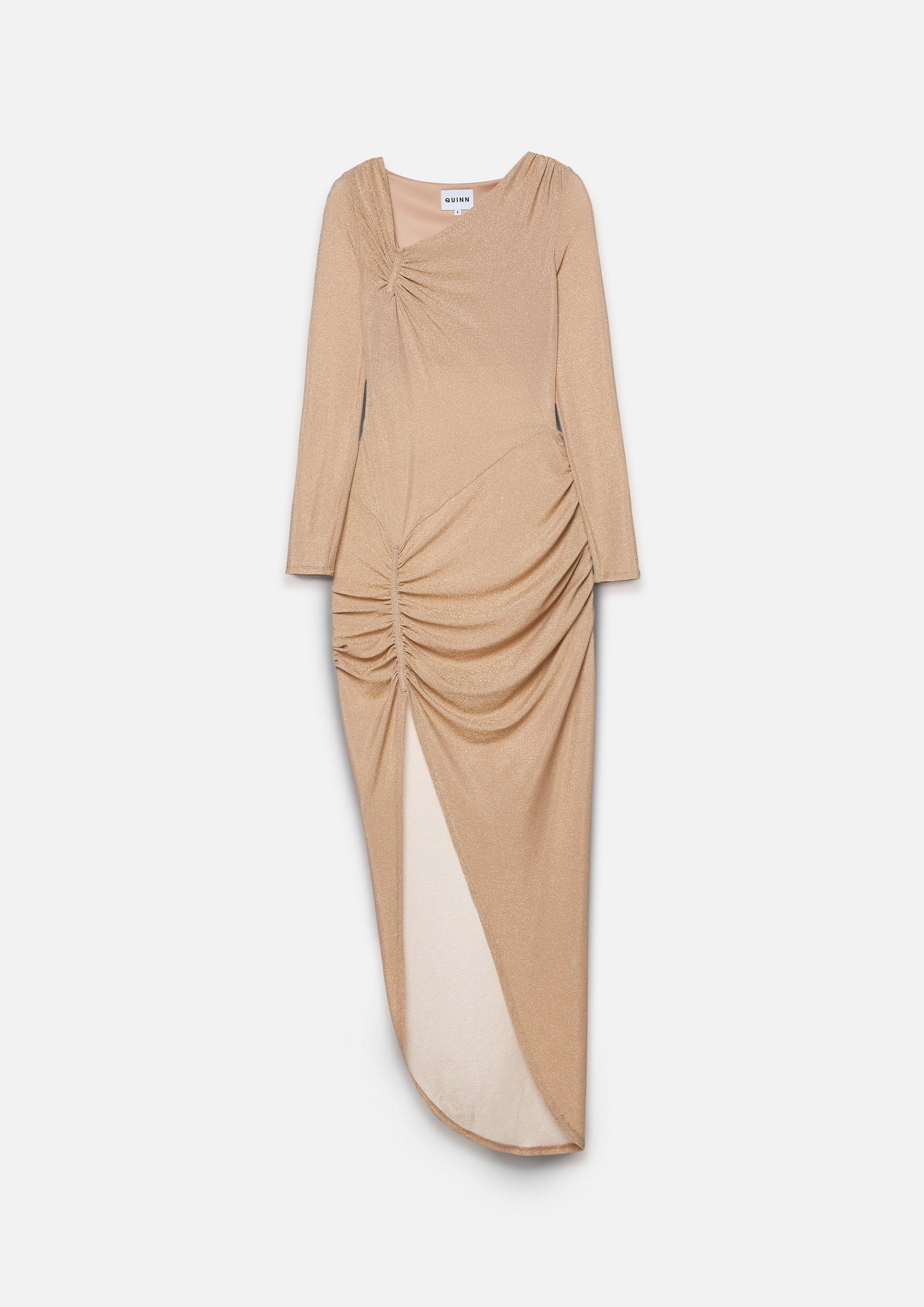 Ephemeral Echoes Ruched Side Slit Dress - QuinnOfficial Store