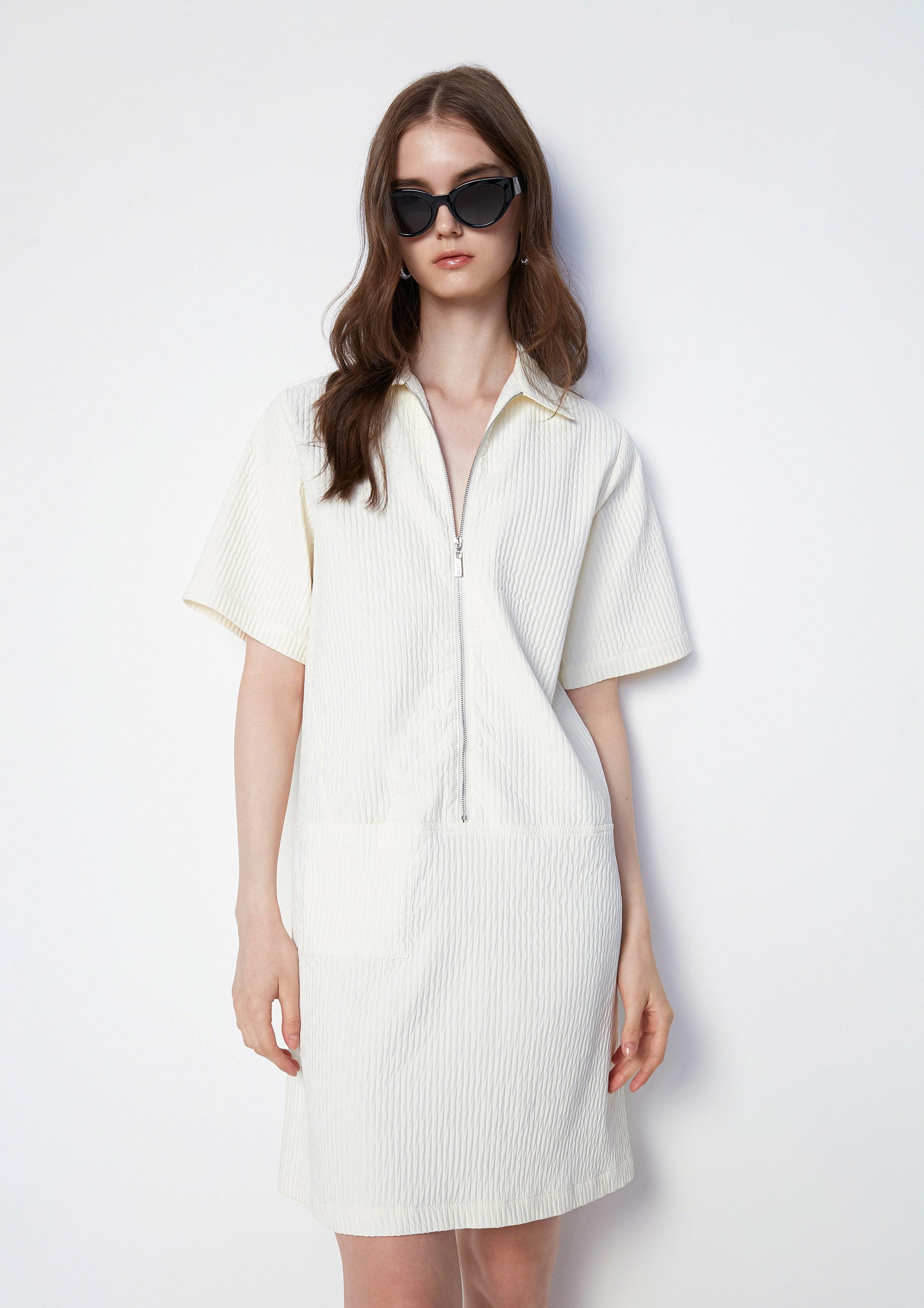 Whimsical Allure Short Sleeve Zipped Dress - QuinnOfficial Store