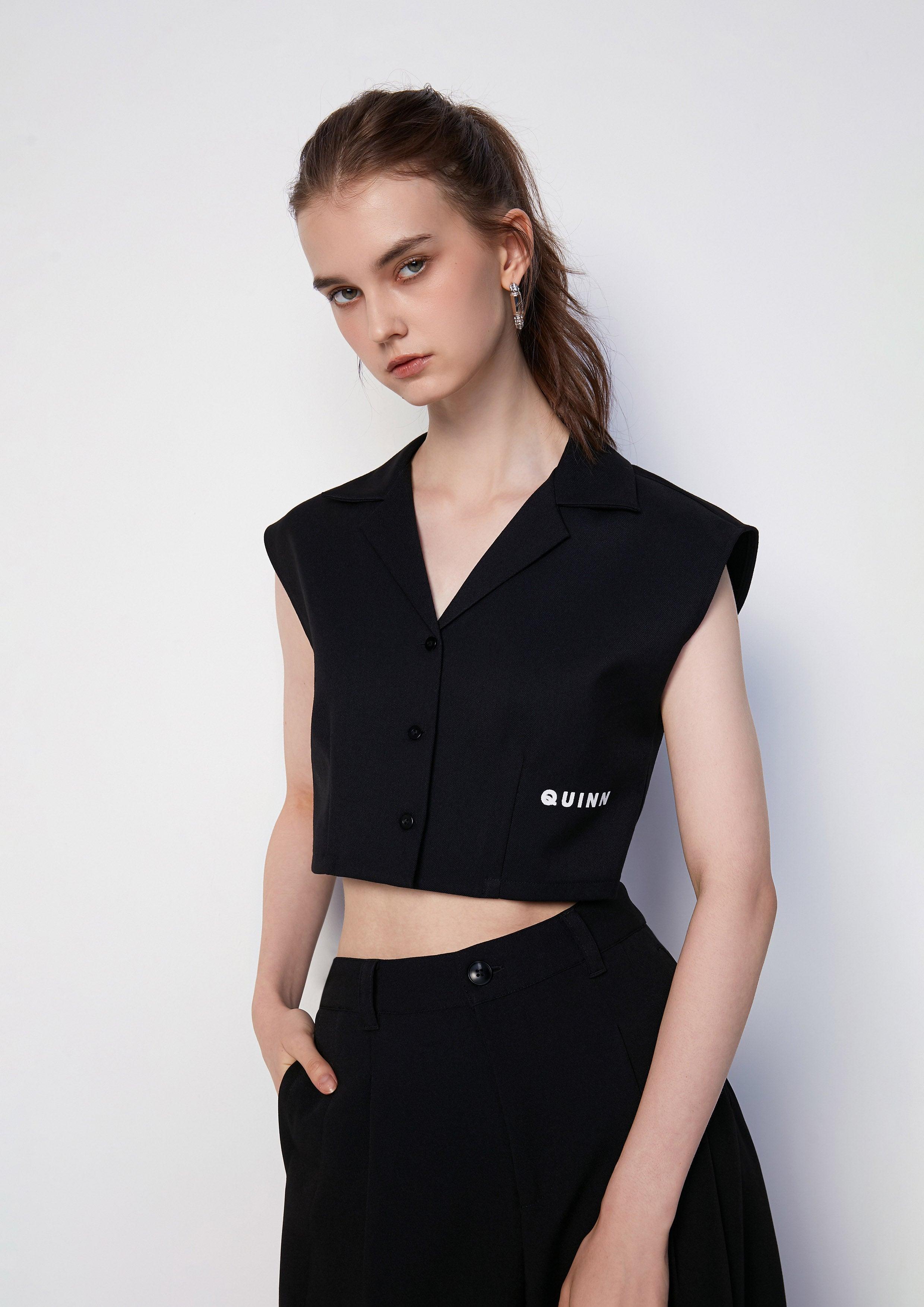 Noir Elegance Sleeveless Cropped Top - QuinnOfficial Store