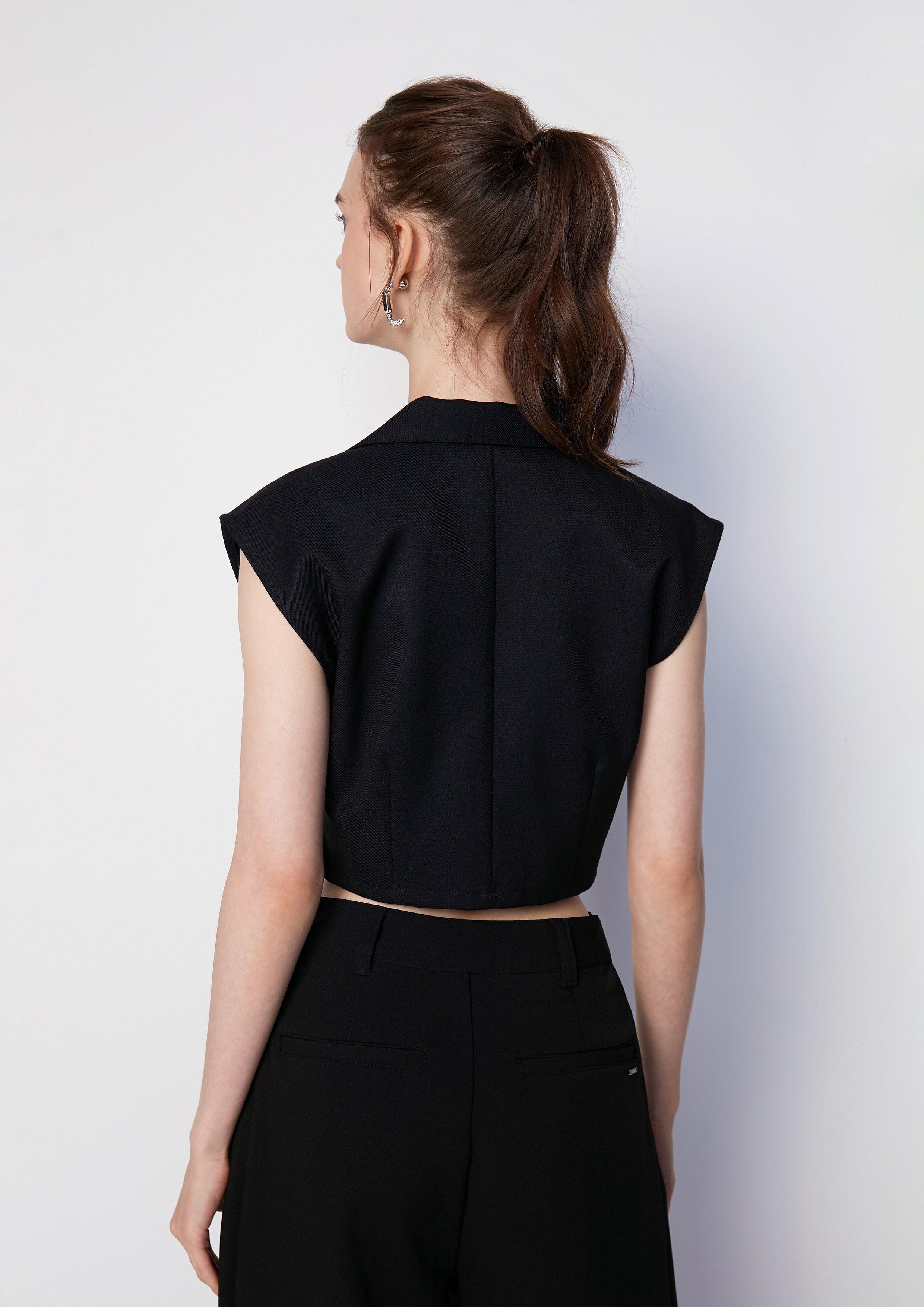 Noir Elegance Sleeveless Cropped Top - QuinnOfficial Store