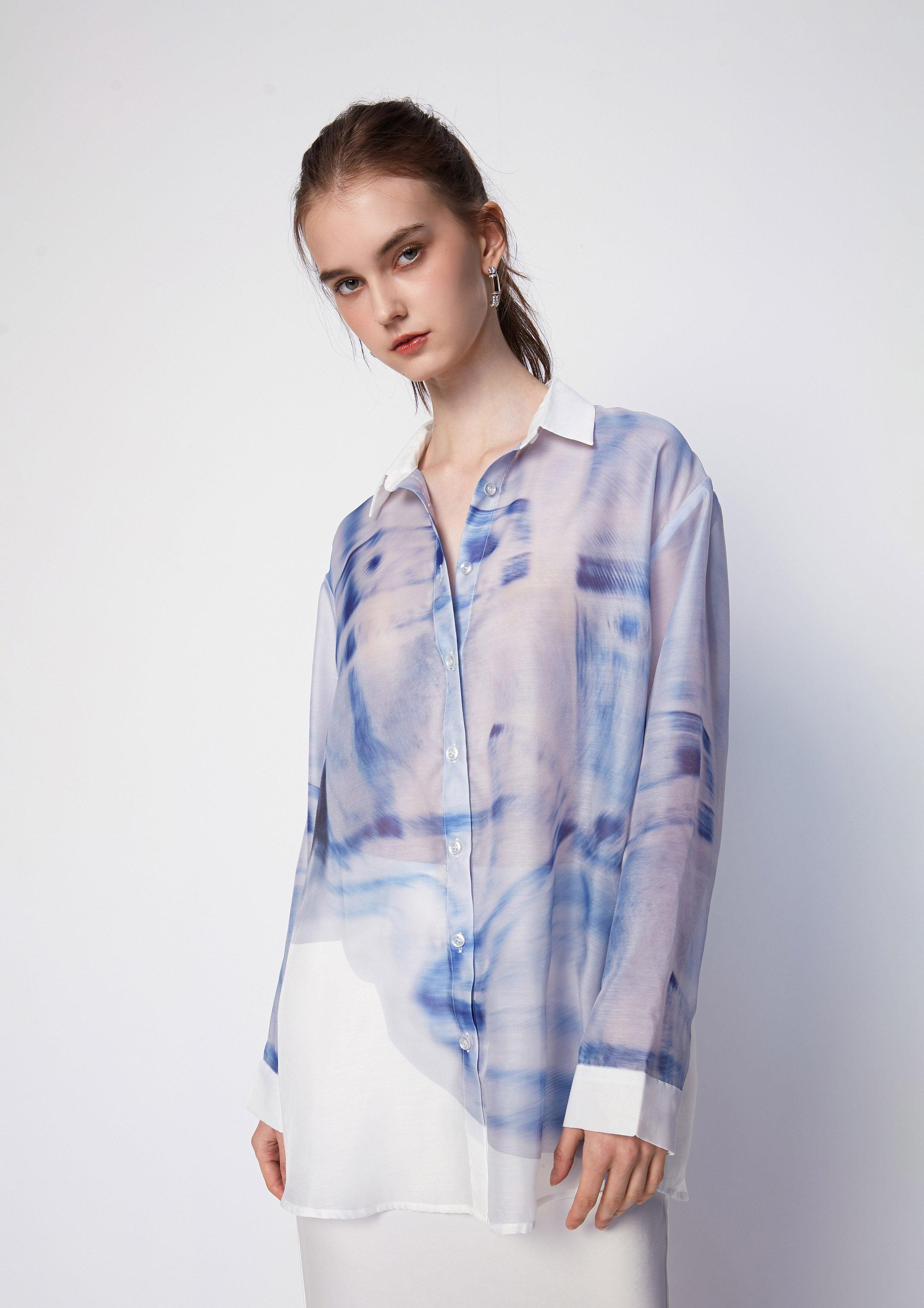 Blurry Printed Blouse Shirt - QuinnOfficial Store