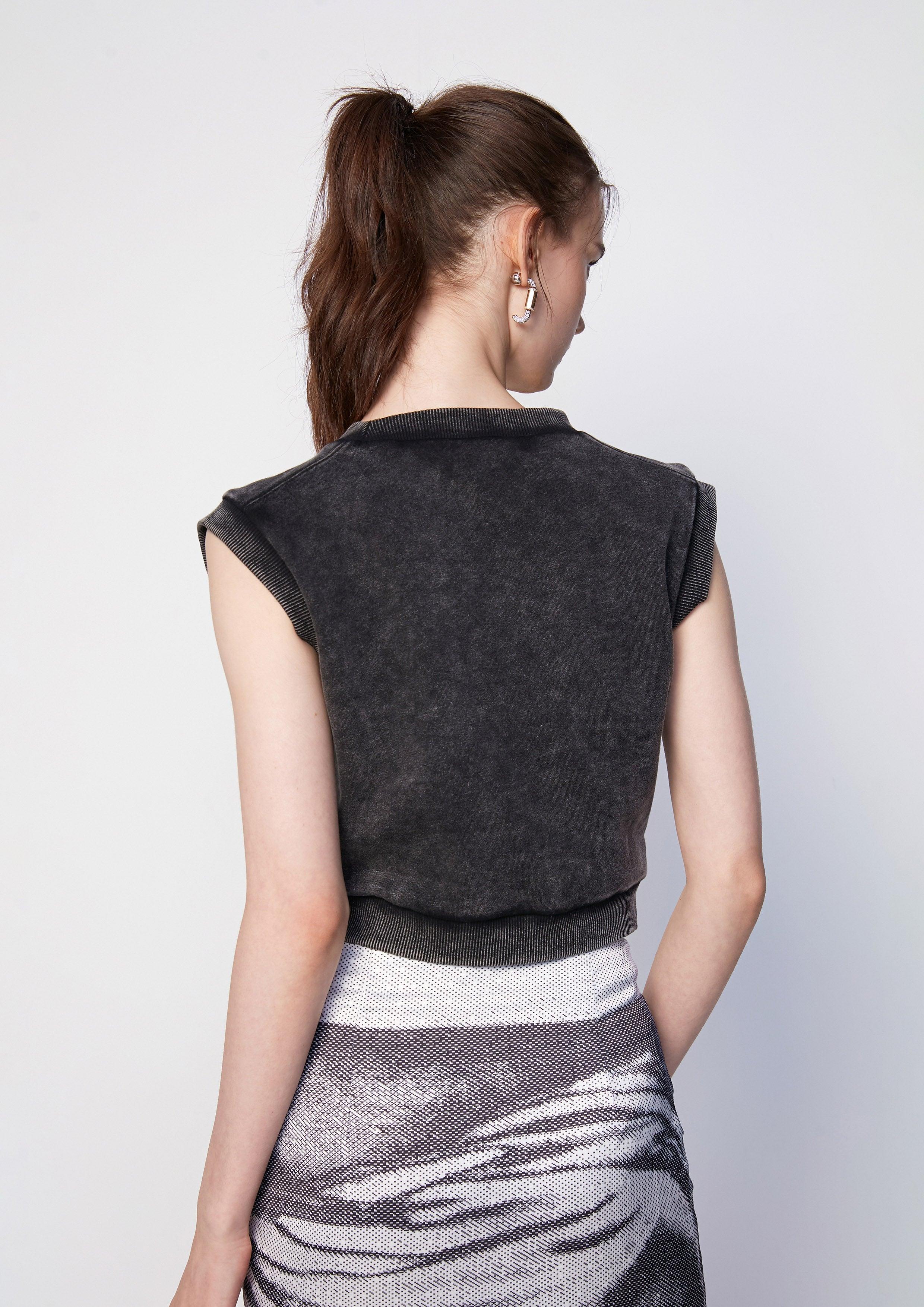 Washed Vintage Black Sleeveless Cropped Top - QuinnOfficial Store