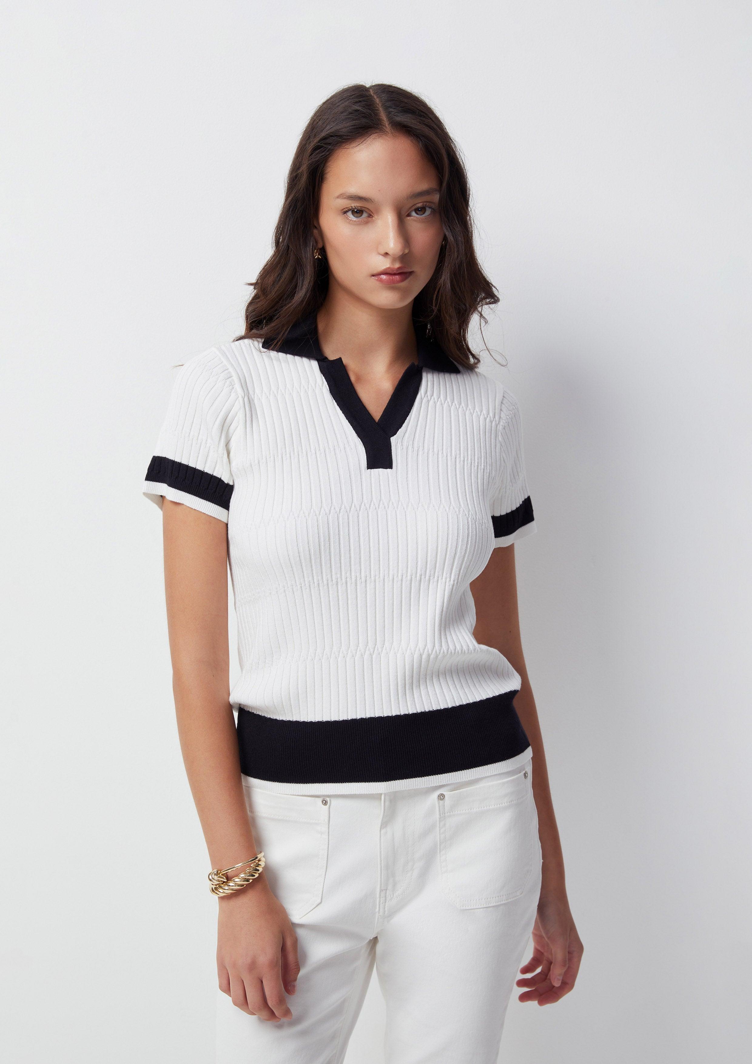 Beachside Oasis Knitted Short Sleeve Top - Quinn TH