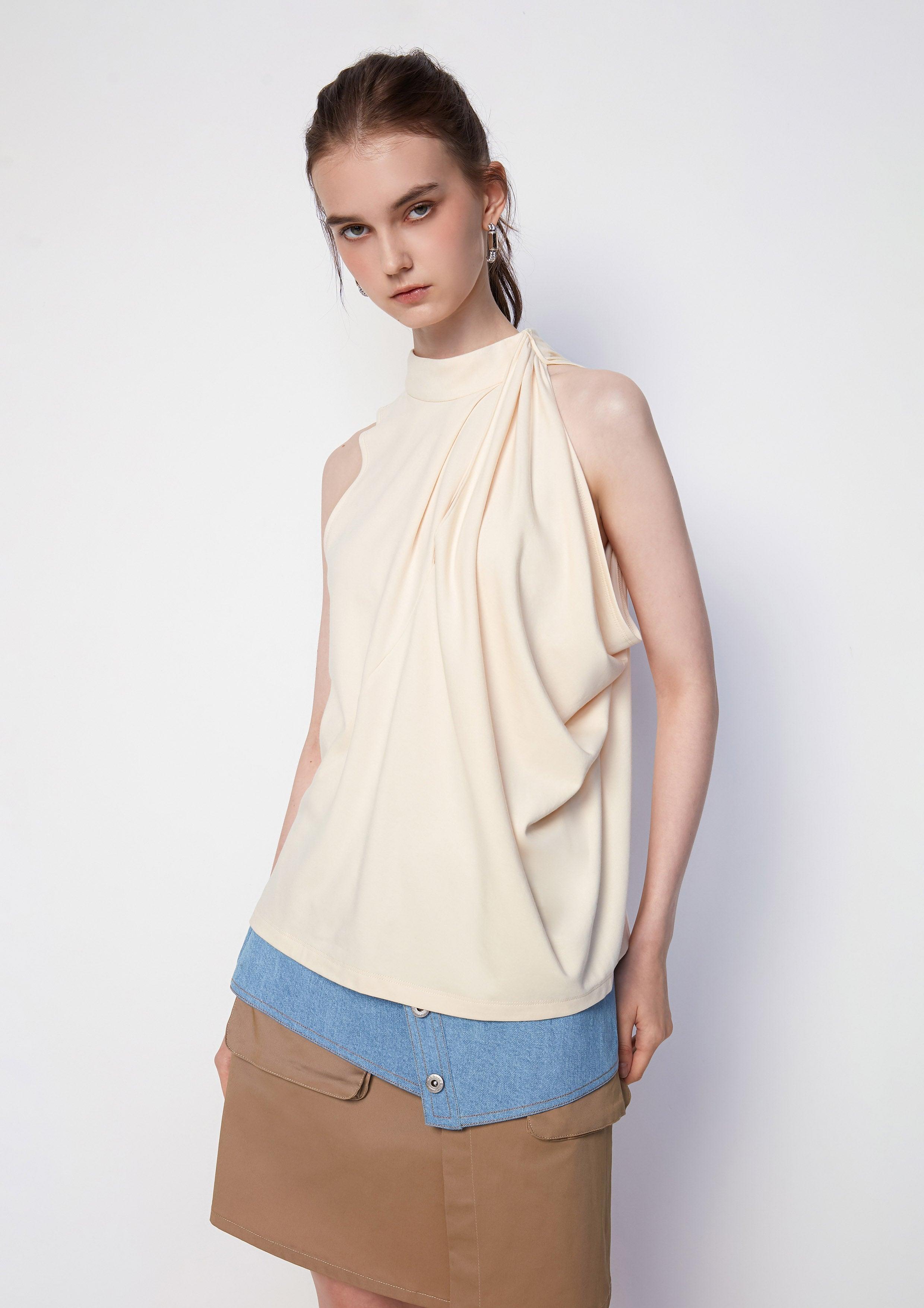 Ephemeral Echoes Side Drape Trim Blouse - QuinnOfficial Store