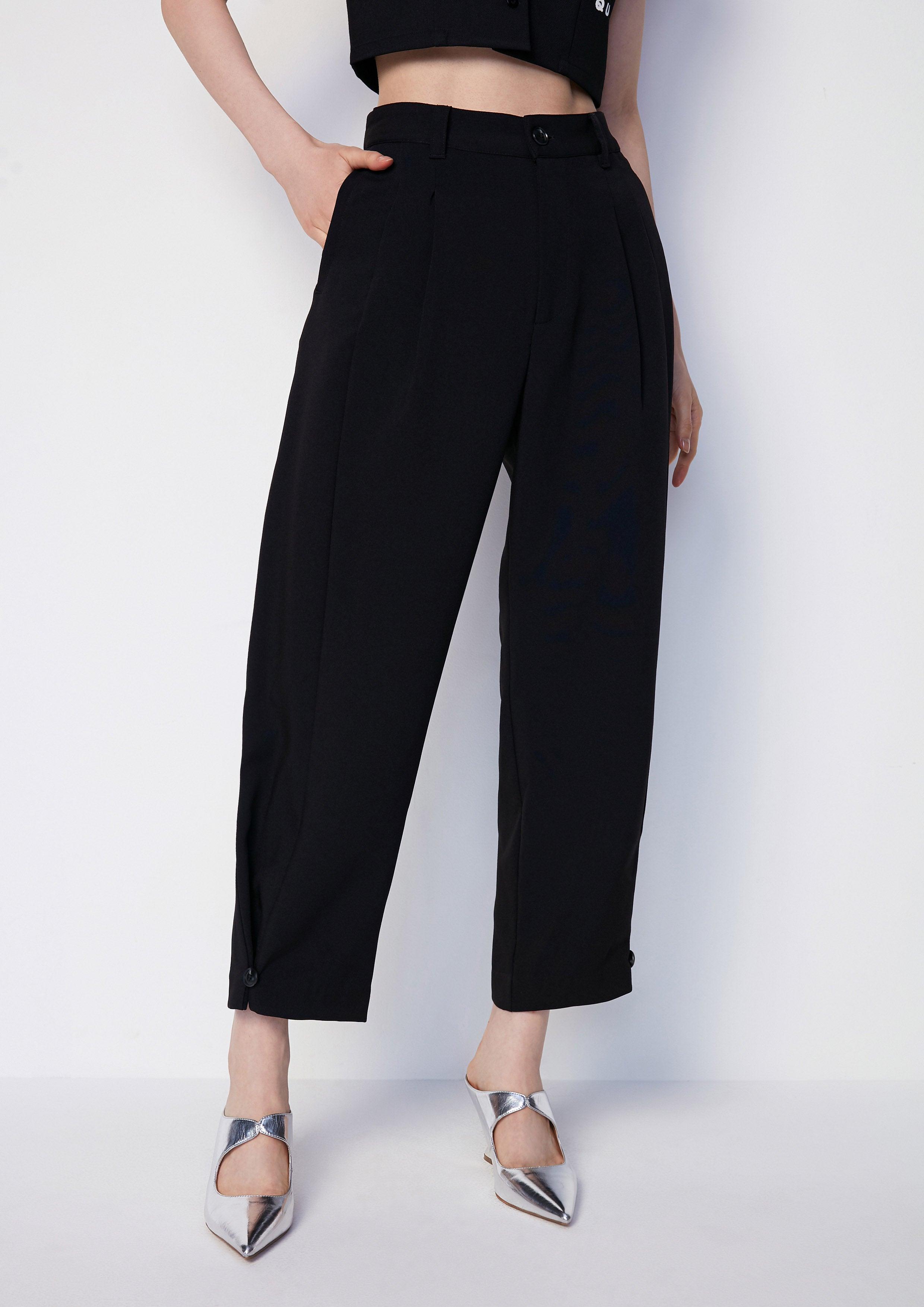 Pleated Side Detail Buttoned Pants - QuinnOfficial Store