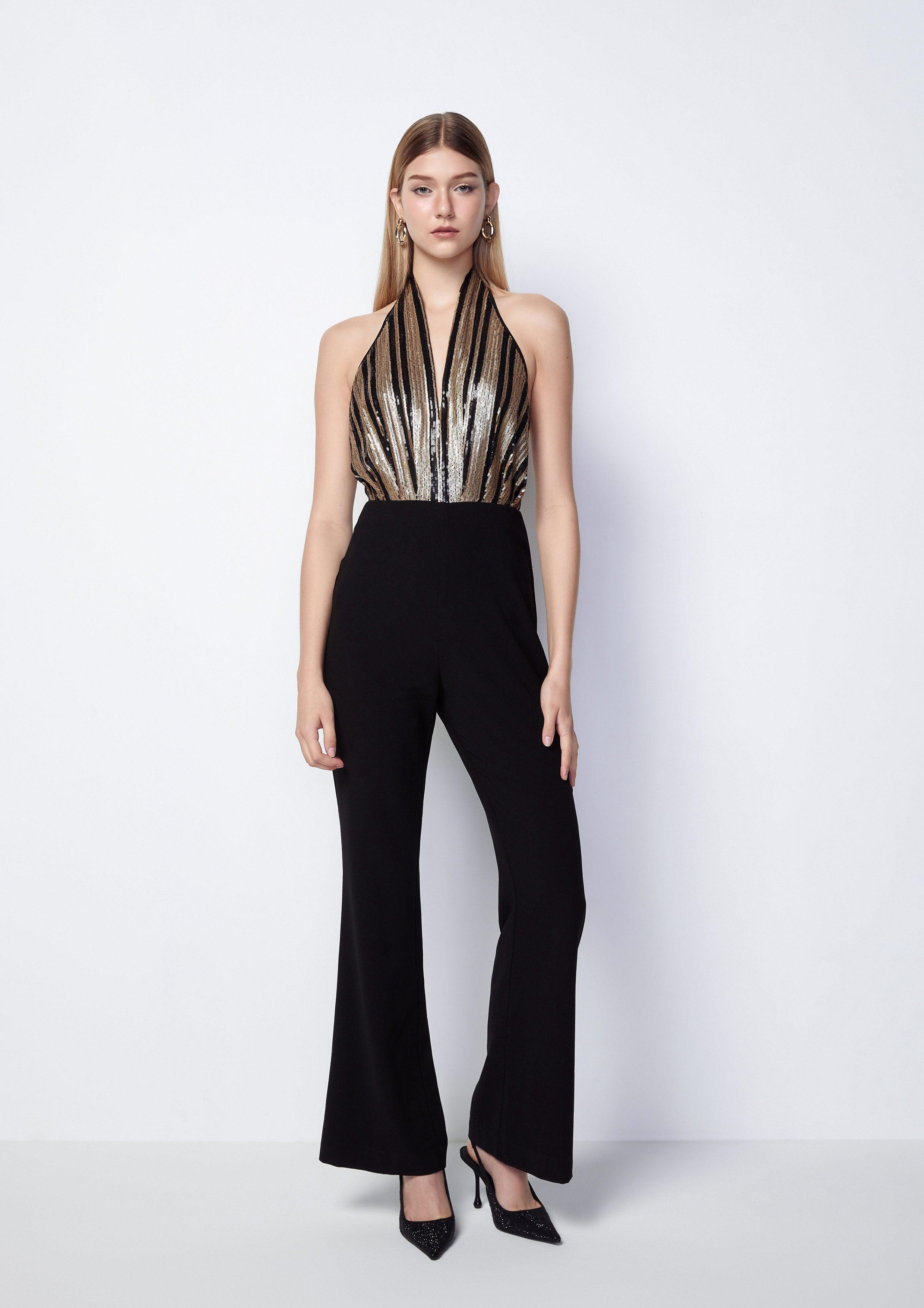 Sequin Sleeveless Halter Jumpsuit - QuinnOfficial Store