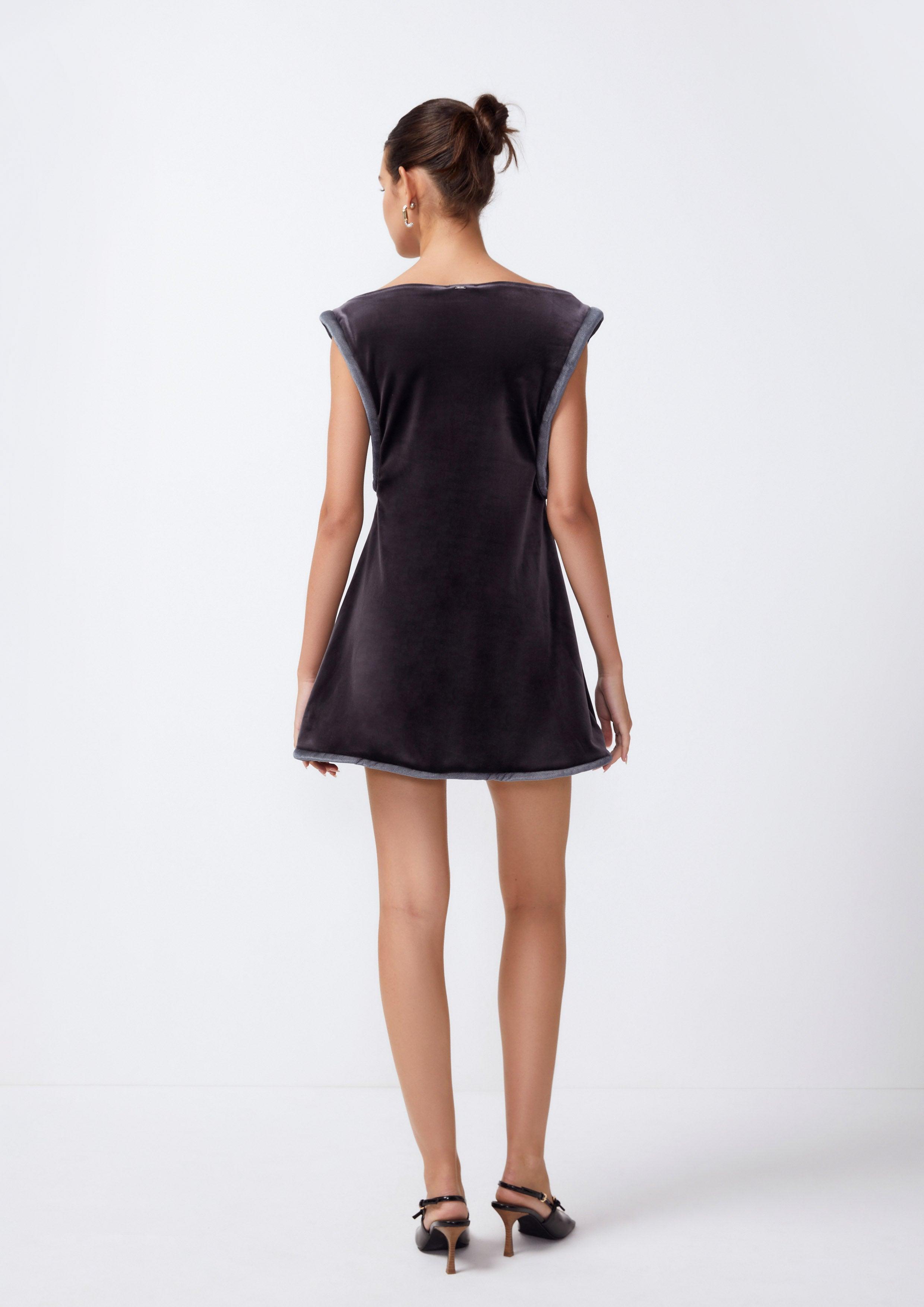 Velvet Wide Loop Sleeveless Mini Dress - QuinnOfficial Store