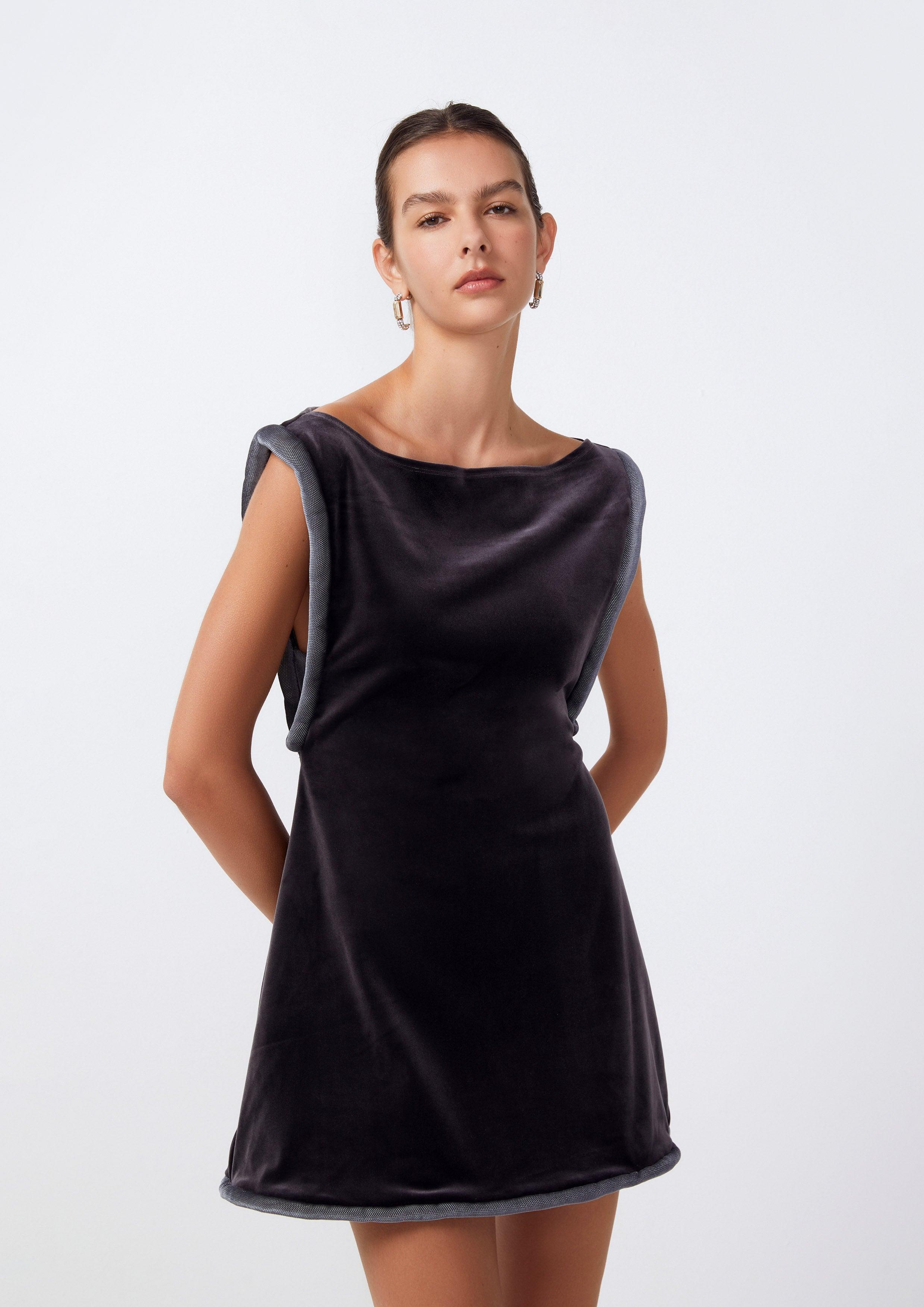 Velvet Wide Loop Sleeveless Mini Dress - QuinnOfficial Store