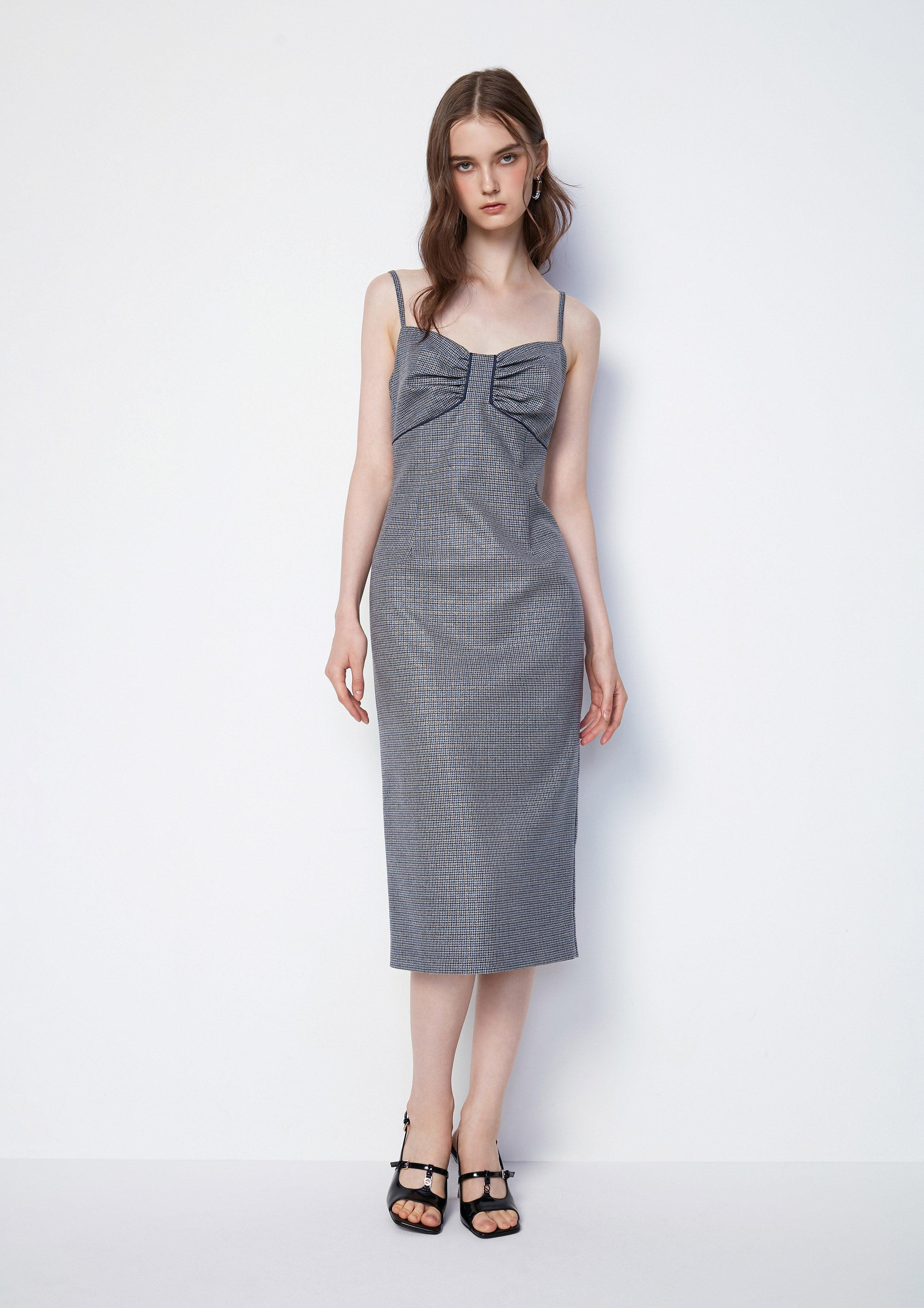 Heart-Neckline Draped Midi Dress - QuinnOfficial Store