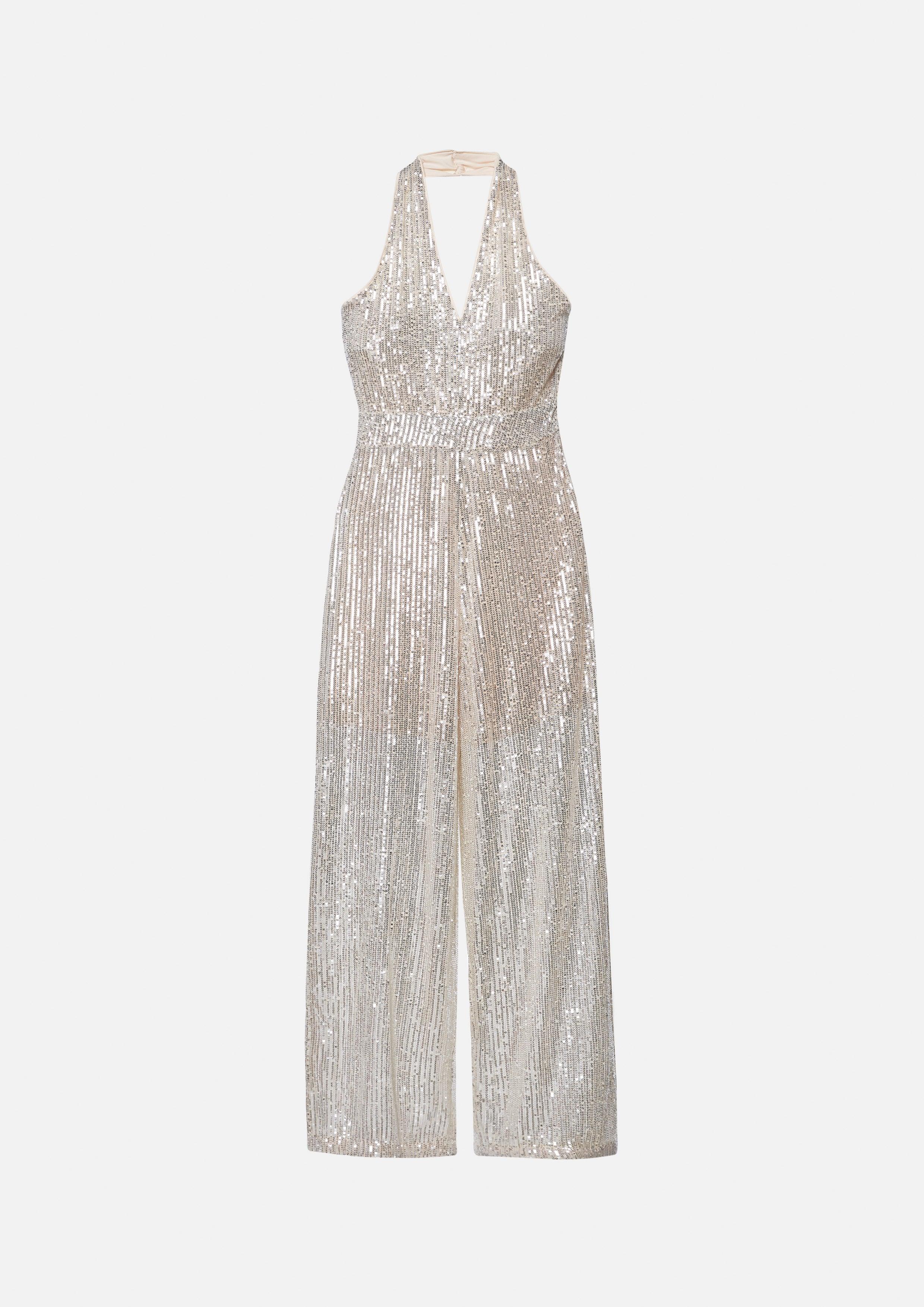 Sheer Sequin Sleeveless Halter Jumpsuit - QuinnOfficial Store