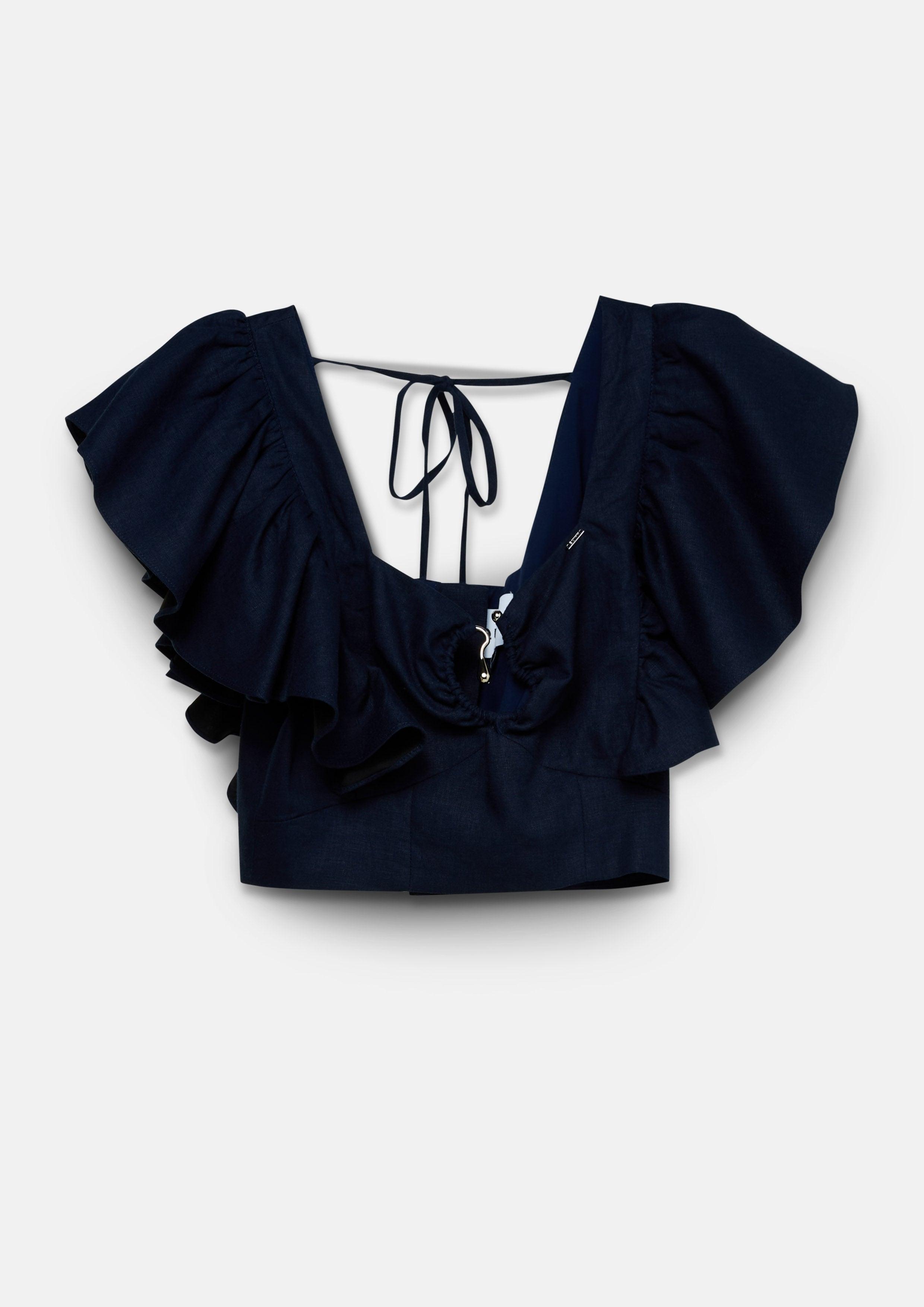 Ephemeral Echoes Crop Flare Sleeve Blouse - QuinnOfficial Store